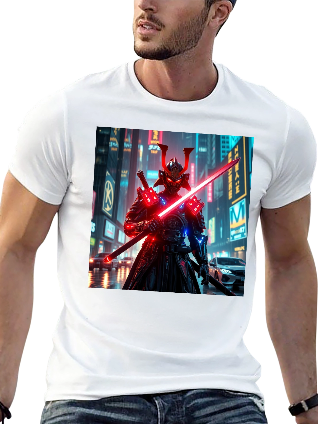 Cyberpunk Samurai T-Shirt - Neon Ronin Design