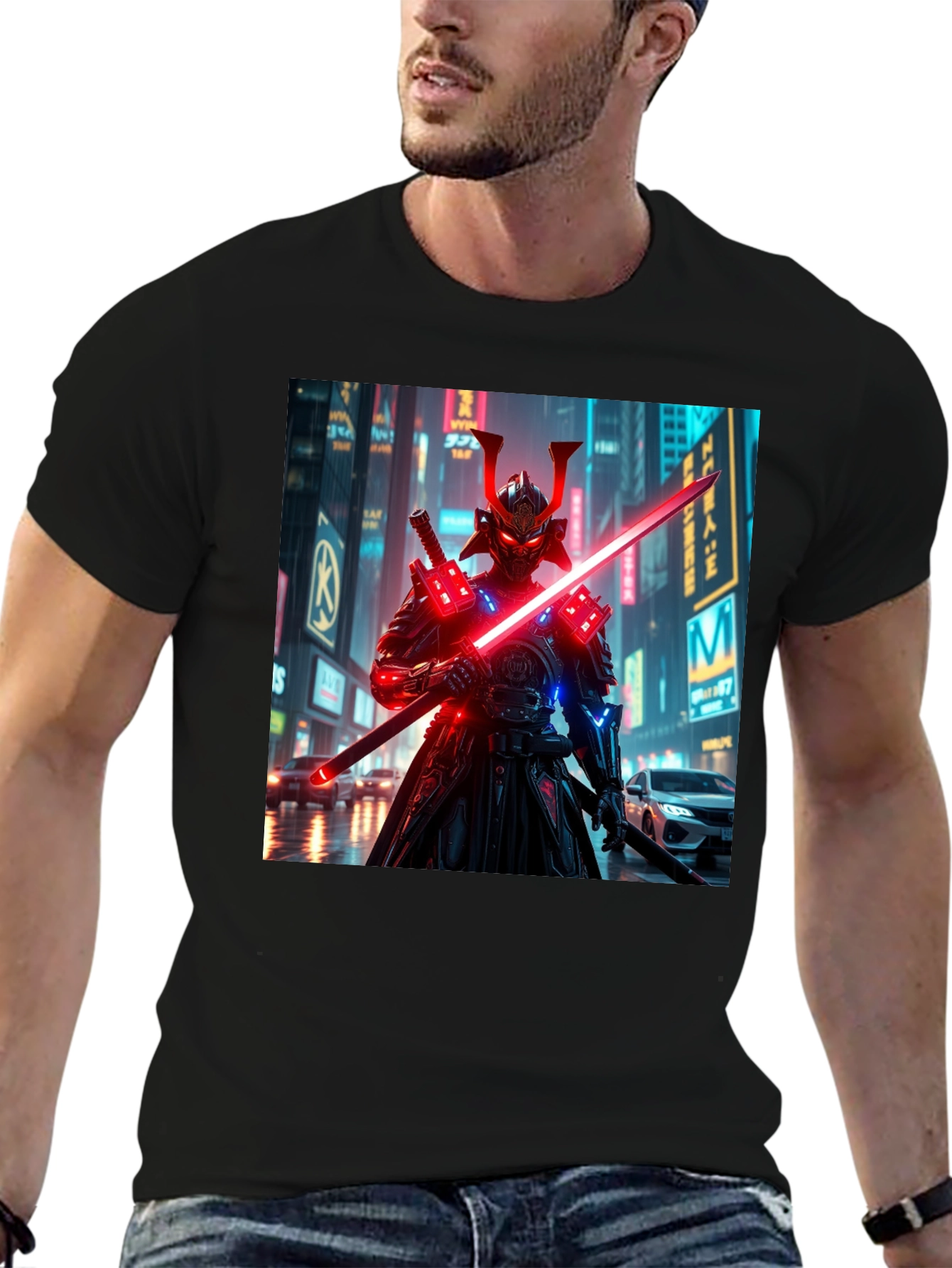 Cyberpunk Samurai T-Shirt - Neon Ronin Design