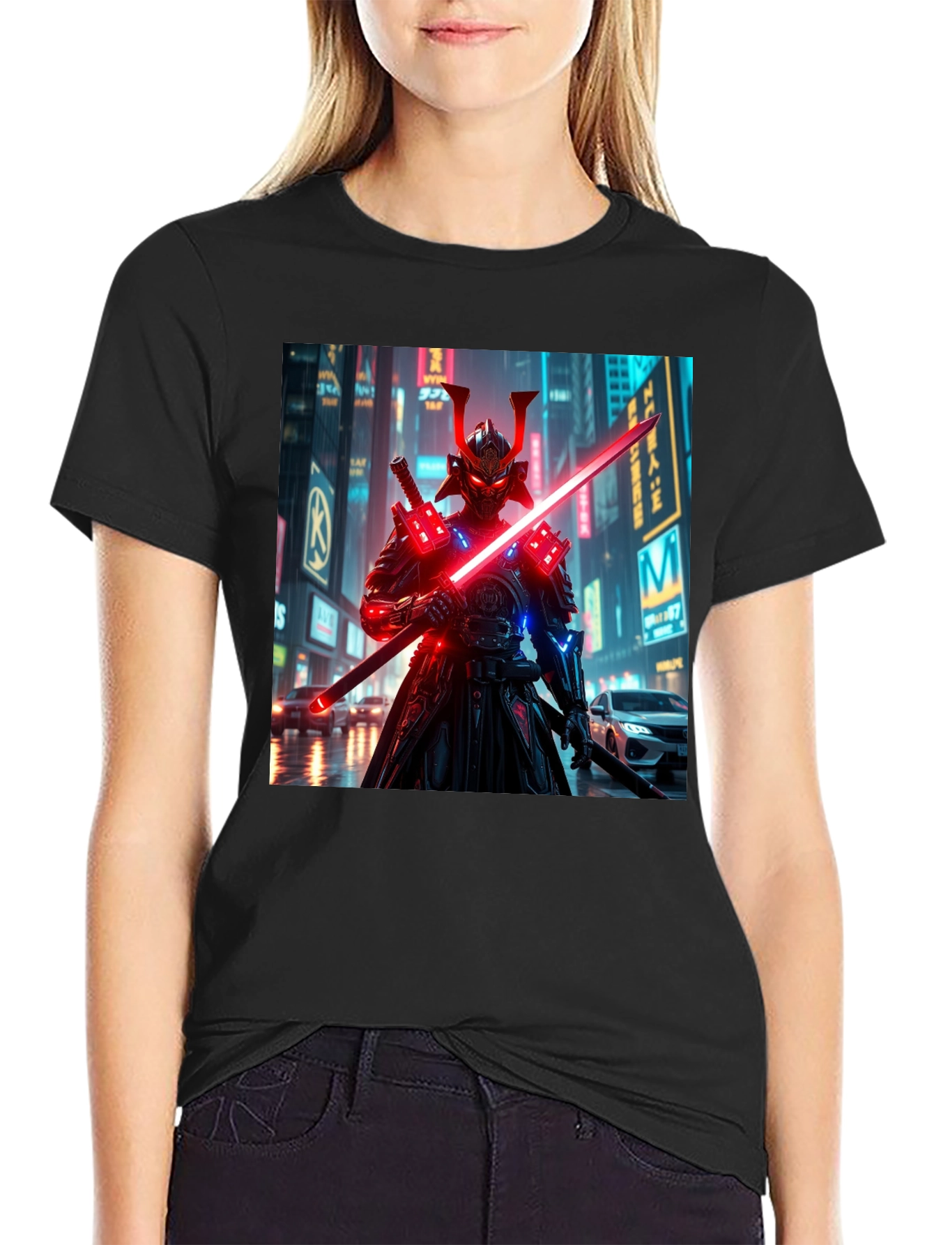 Cyberpunk Samurai T-Shirt - Neon Ronin Design