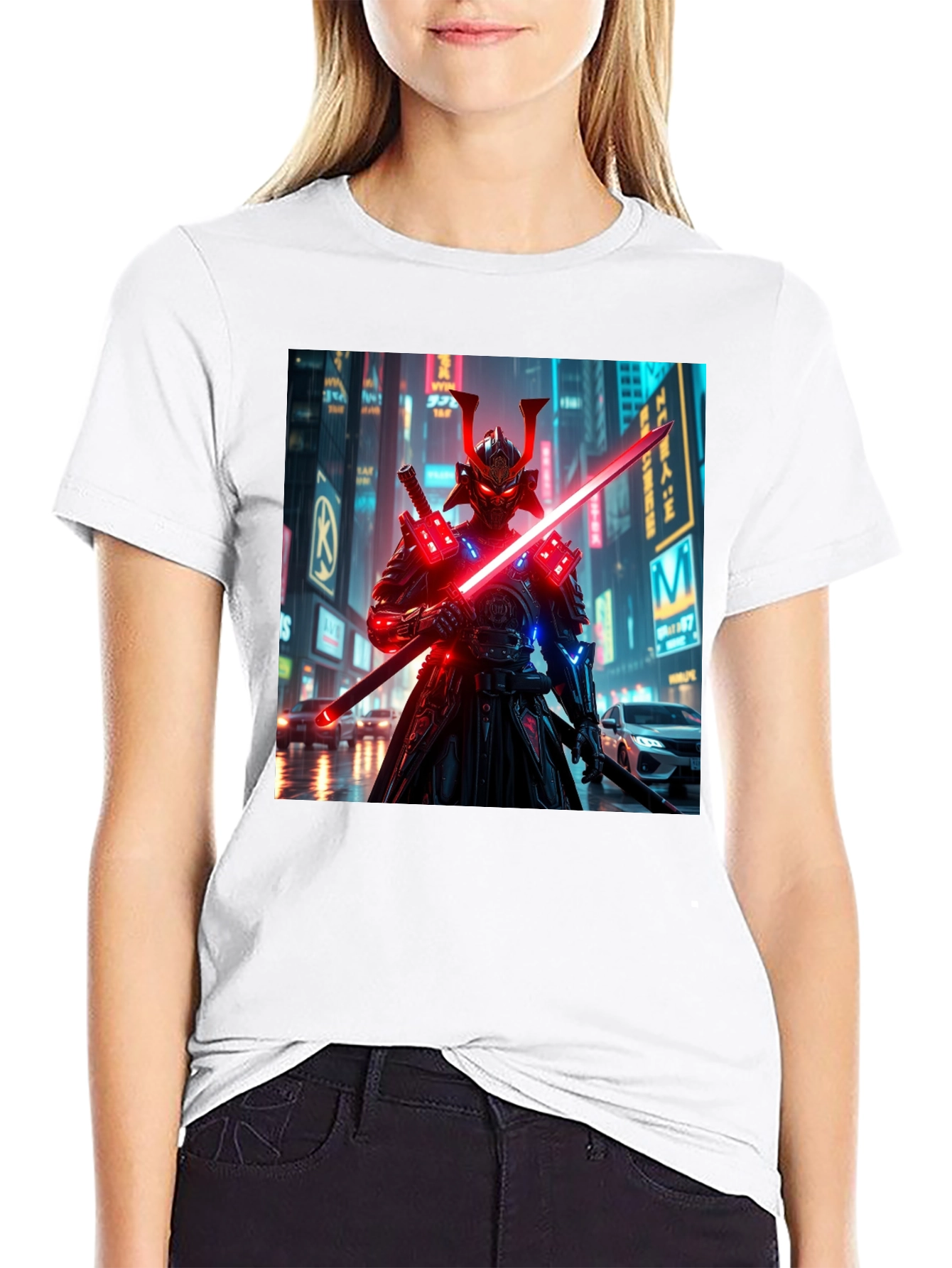 Cyberpunk Samurai T-Shirt - Neon Ronin Design