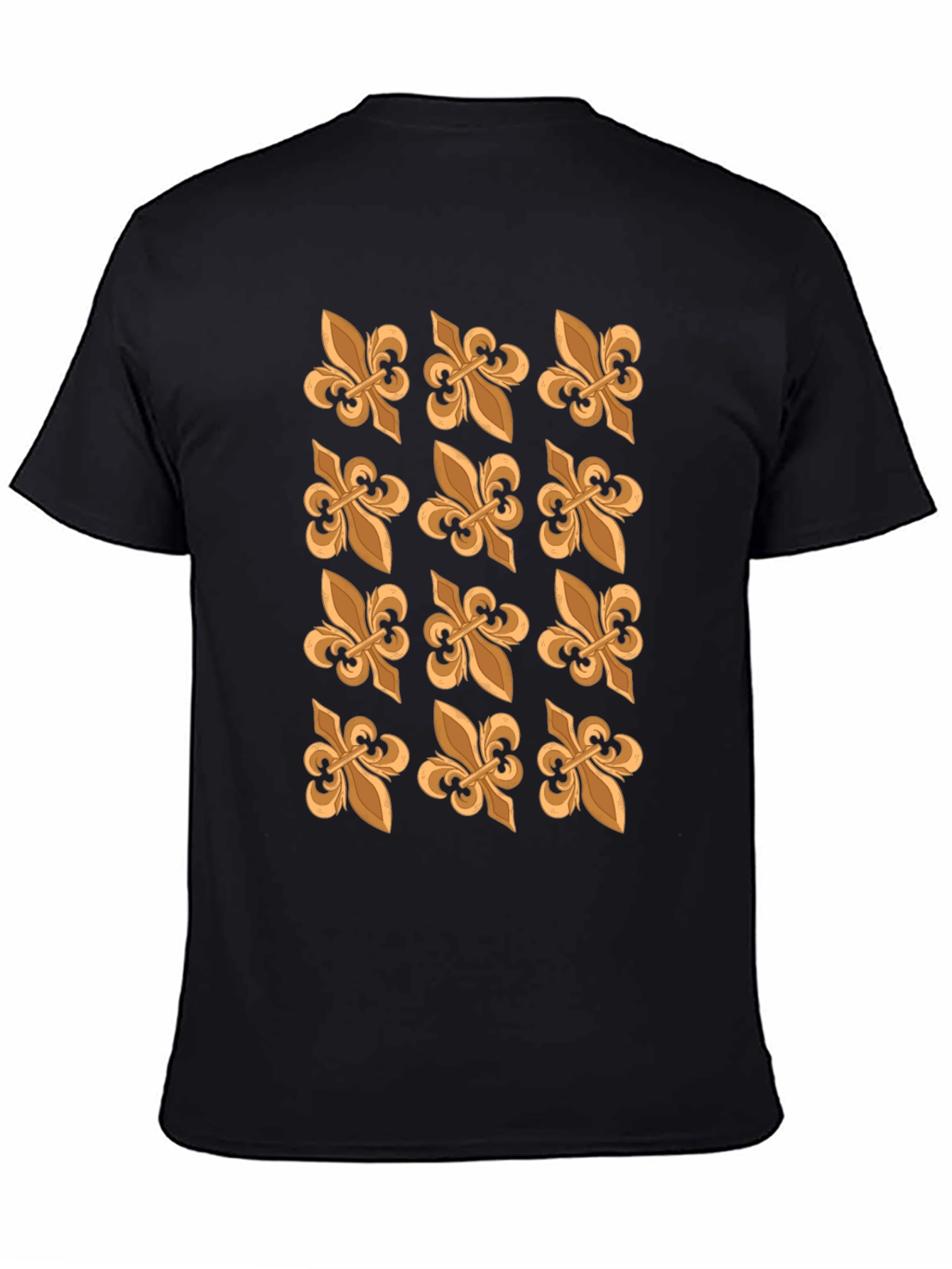 Fleur-de-Lis Patterned Black T-Shirt