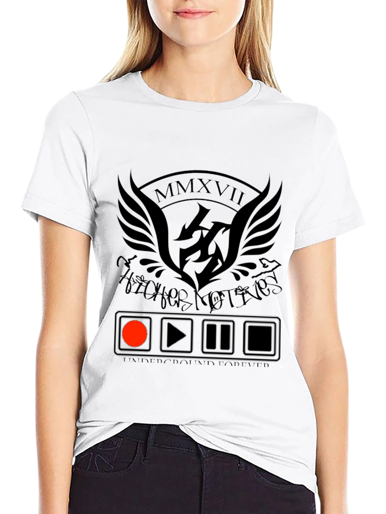 Mens Black Graphic Tee - Underground Forever Design