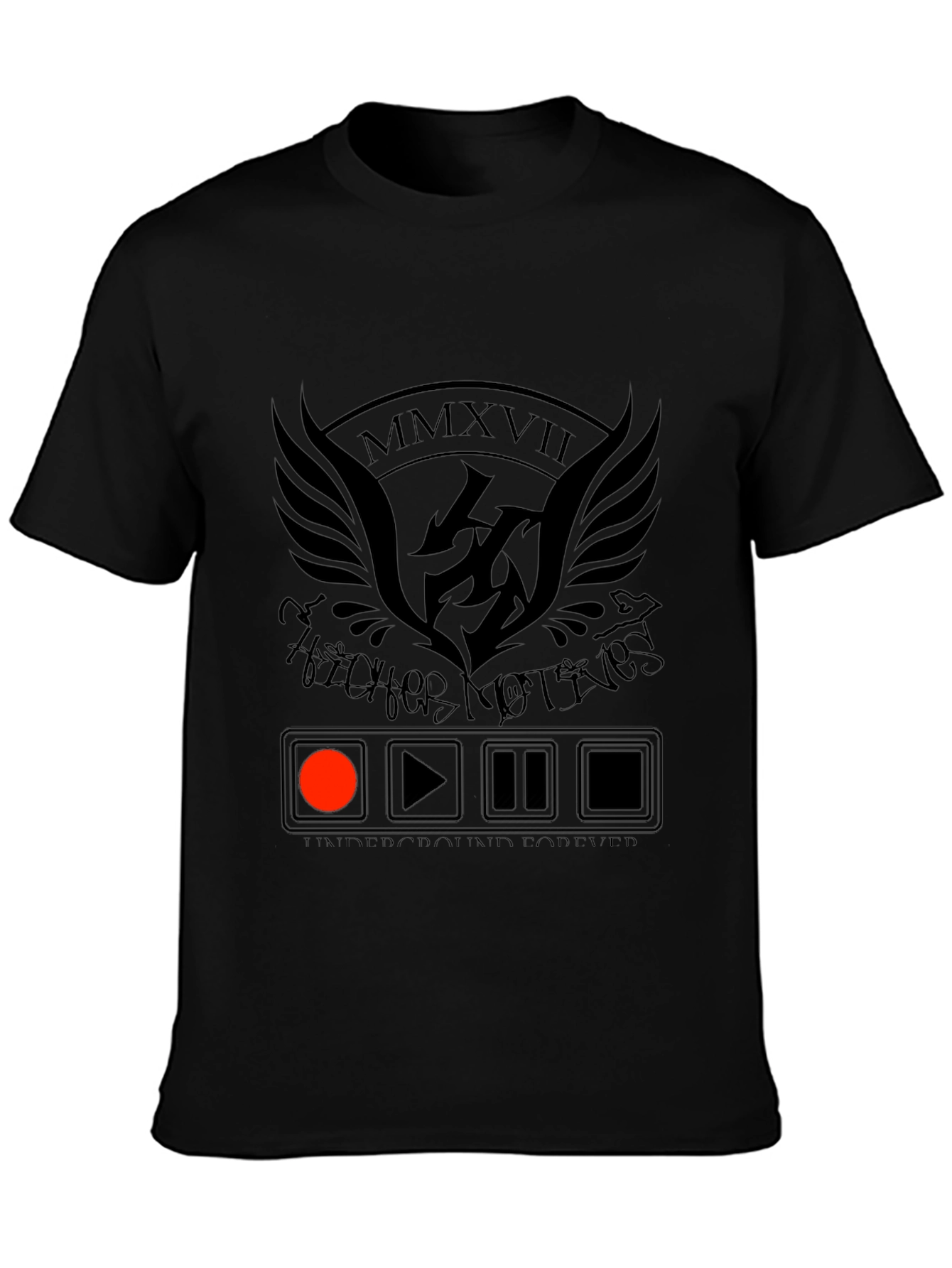 Mens Black Graphic Tee - Underground Forever Design