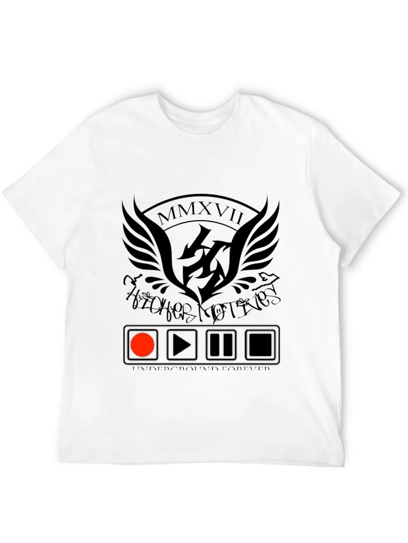 Mens Black Graphic Tee - Underground Forever Design