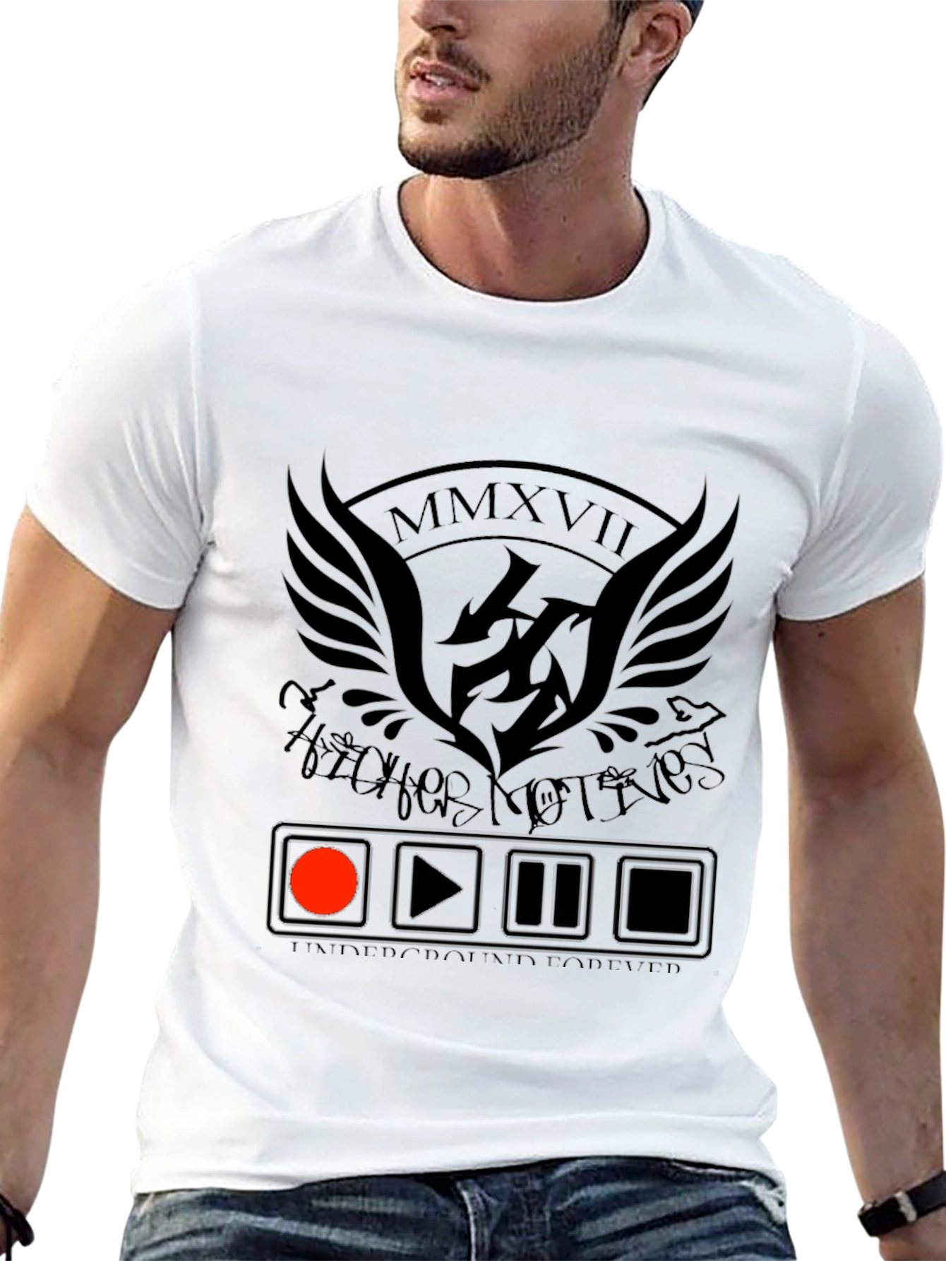 Mens Black Graphic Tee - Underground Forever Design