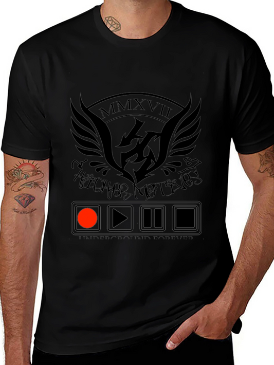 Mens Black Graphic Tee - Underground Forever Design