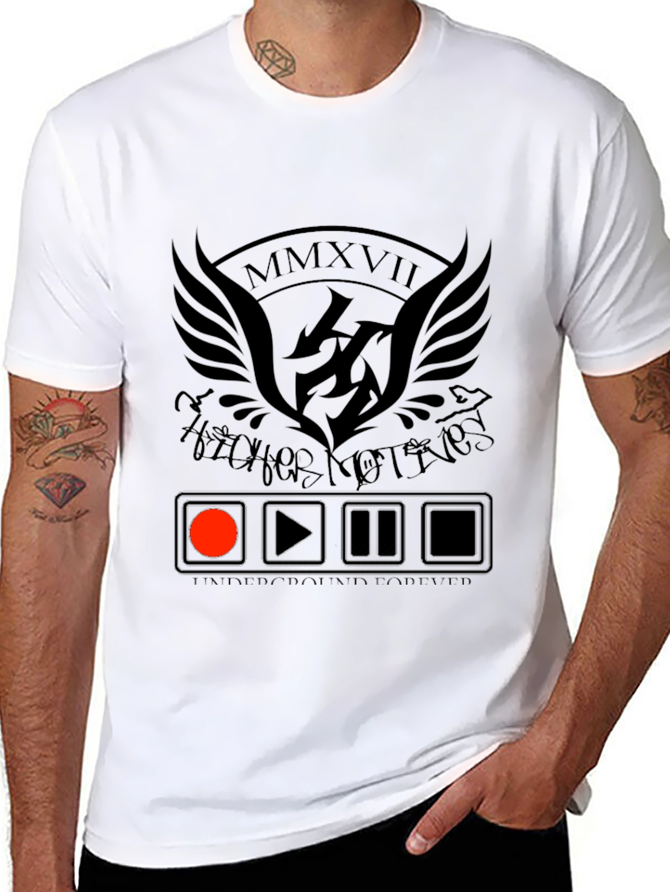 Mens Black Graphic Tee - Underground Forever Design