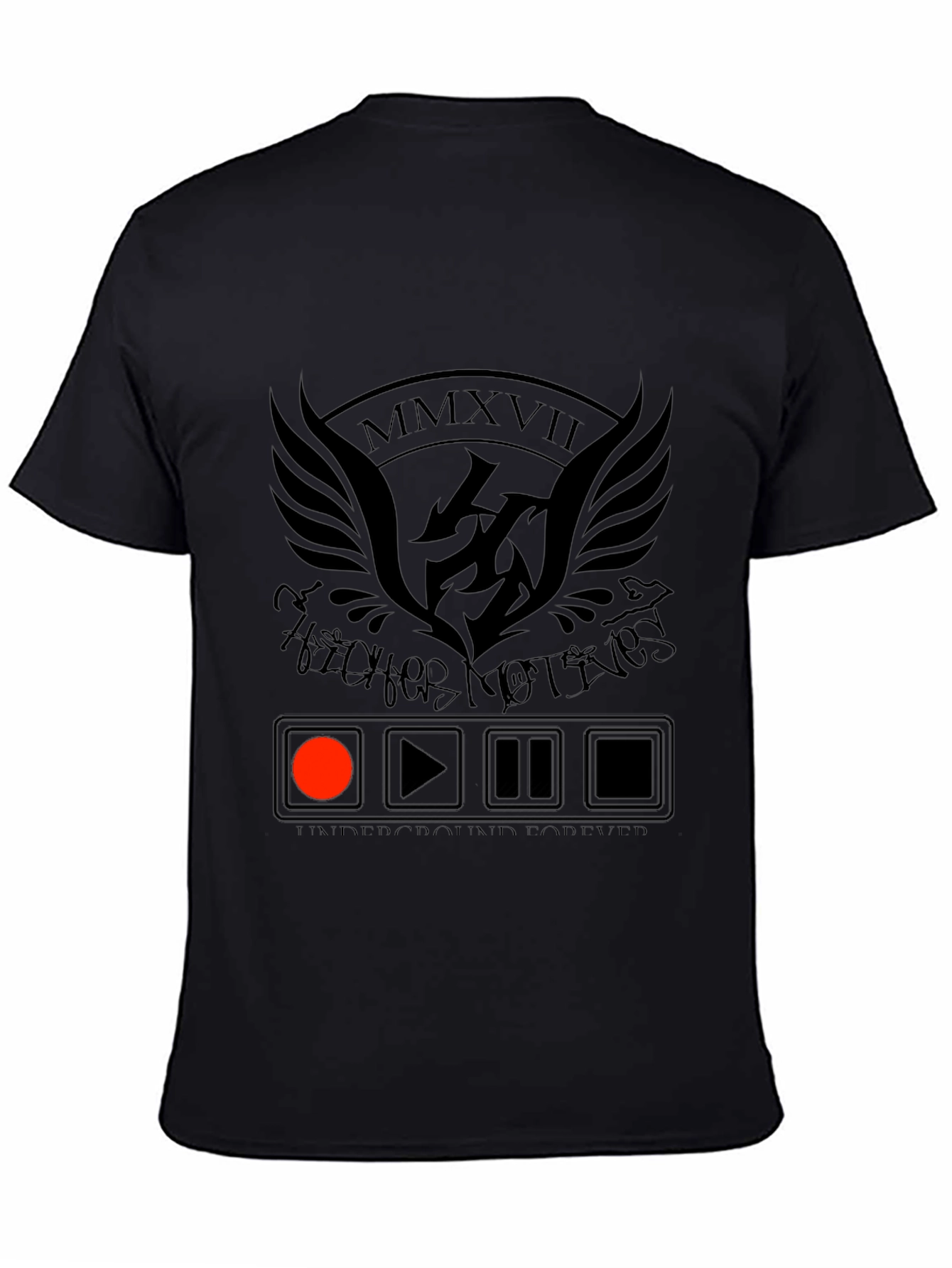 Mens Black Graphic Tee - Underground Forever Design
