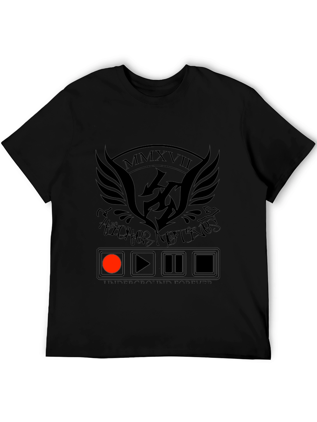 Mens Black Graphic Tee - Underground Forever Design