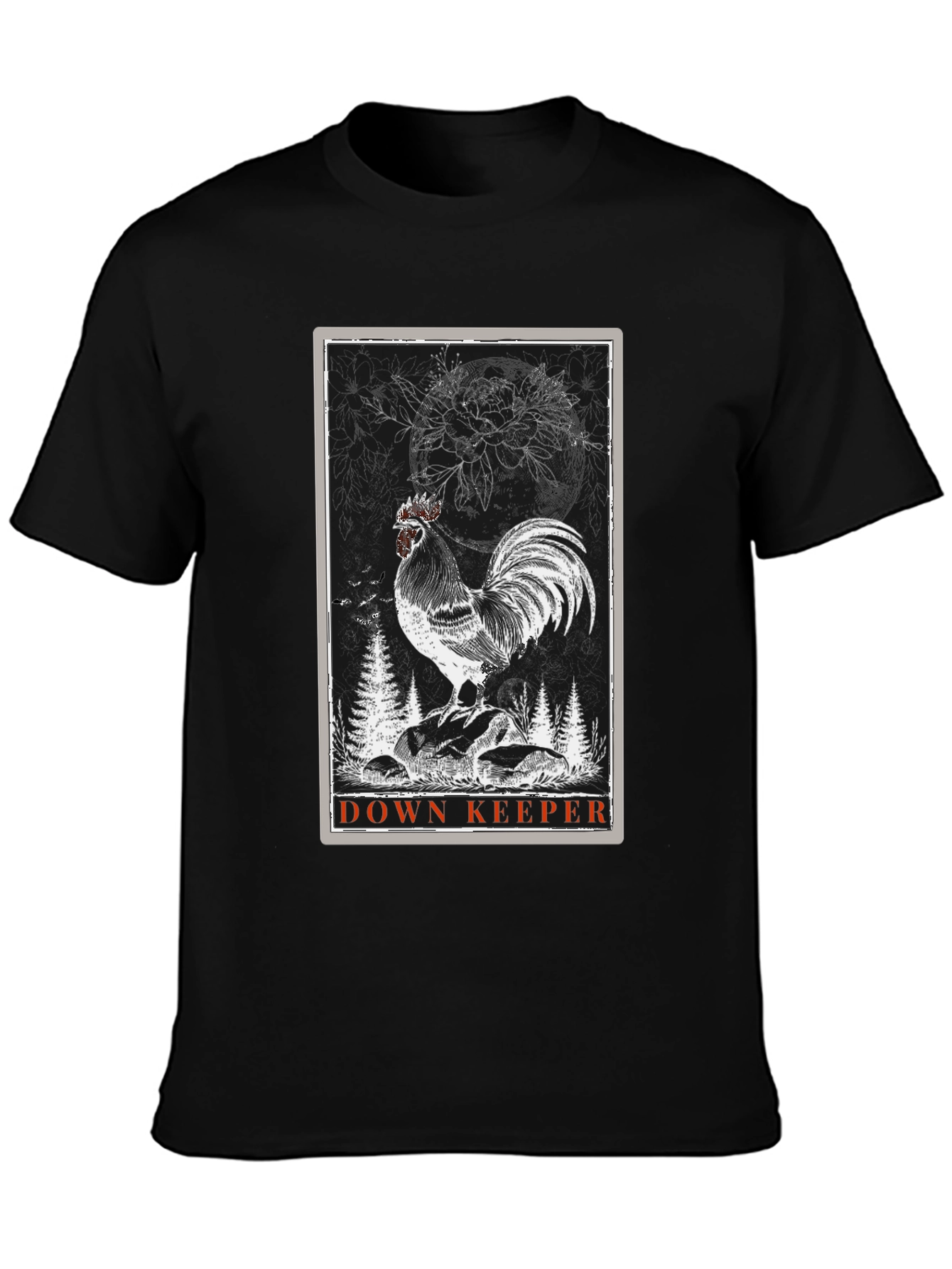 Down Keeper Rooster Graphic Tee - Black