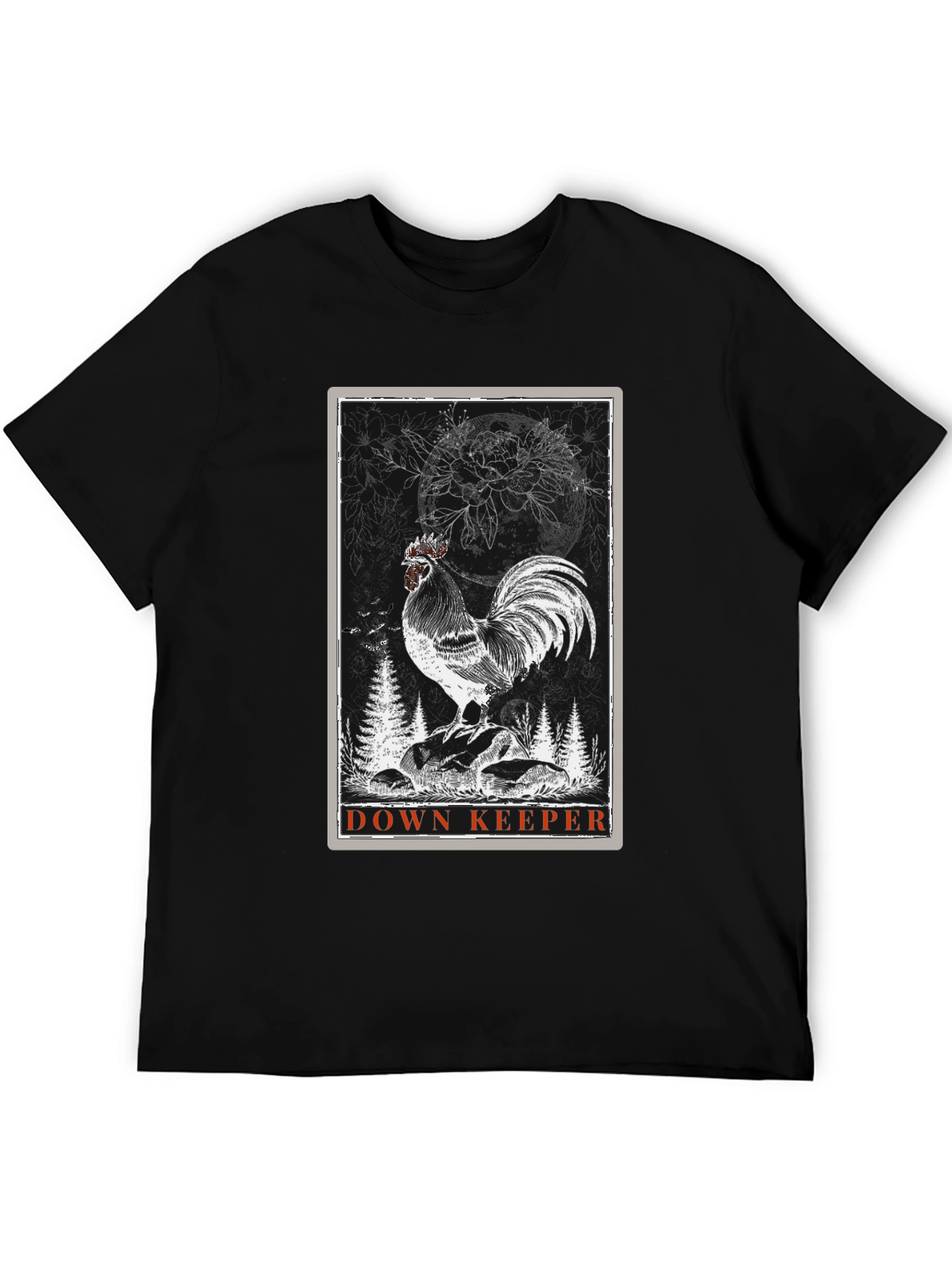 Down Keeper Rooster Graphic Tee - Black