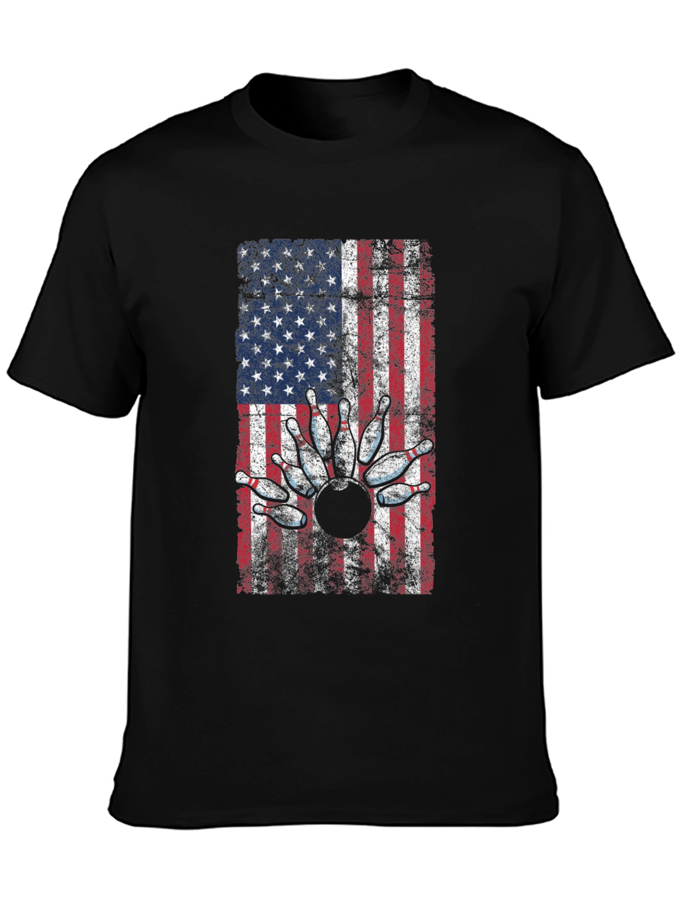American Flag Bowling T-Shirt - Patriotic Strike!