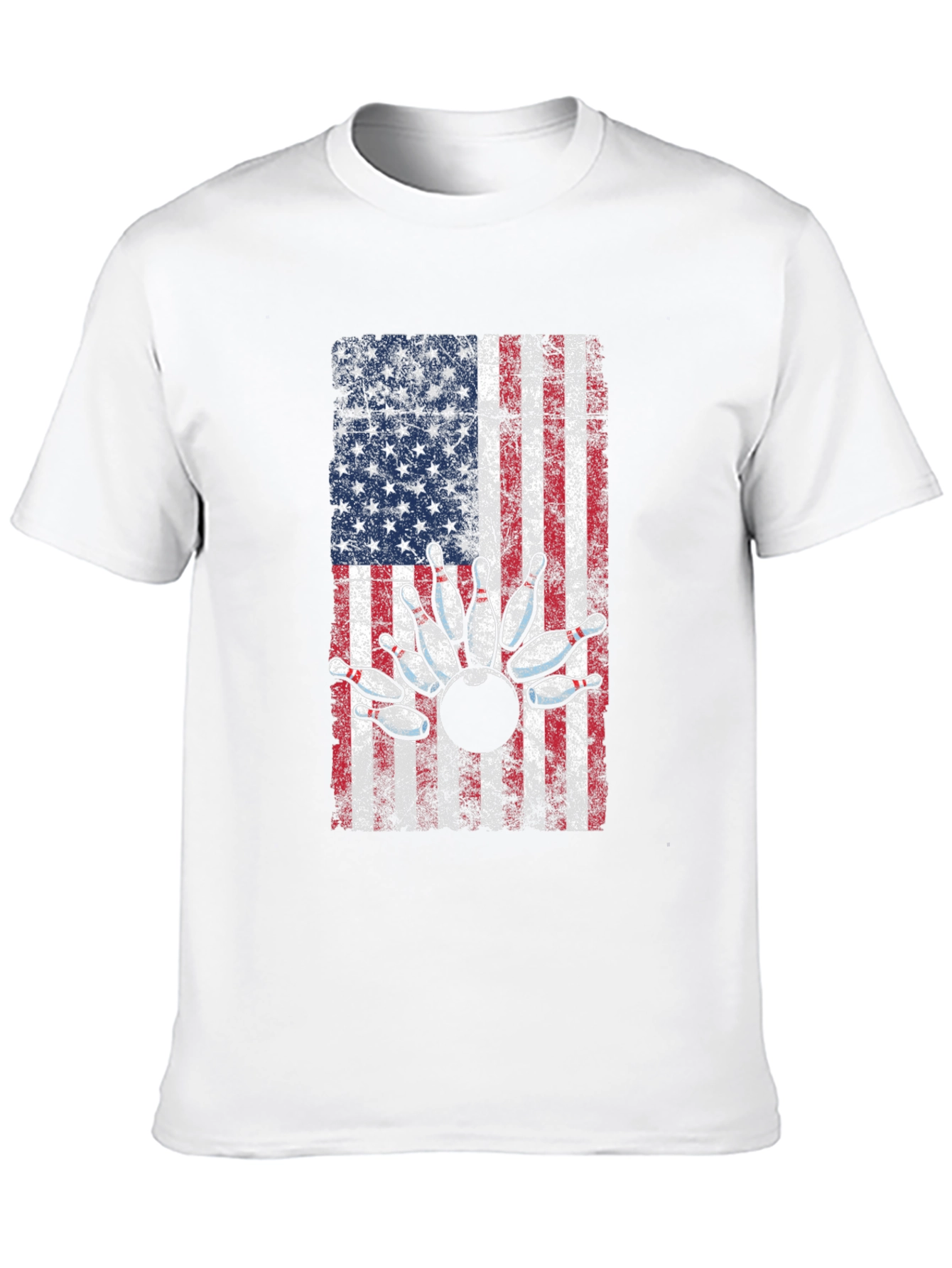 American Flag Bowling T-Shirt - Patriotic Strike!