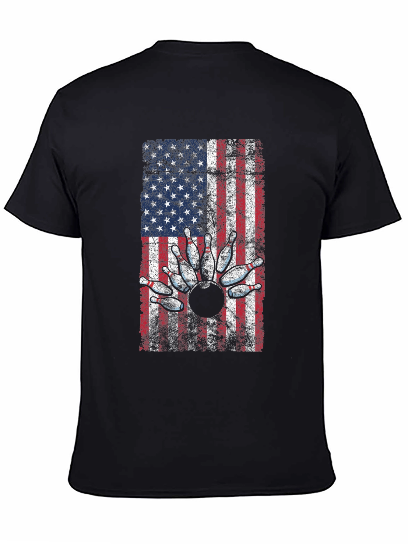 American Flag Bowling T-Shirt - Patriotic Strike!