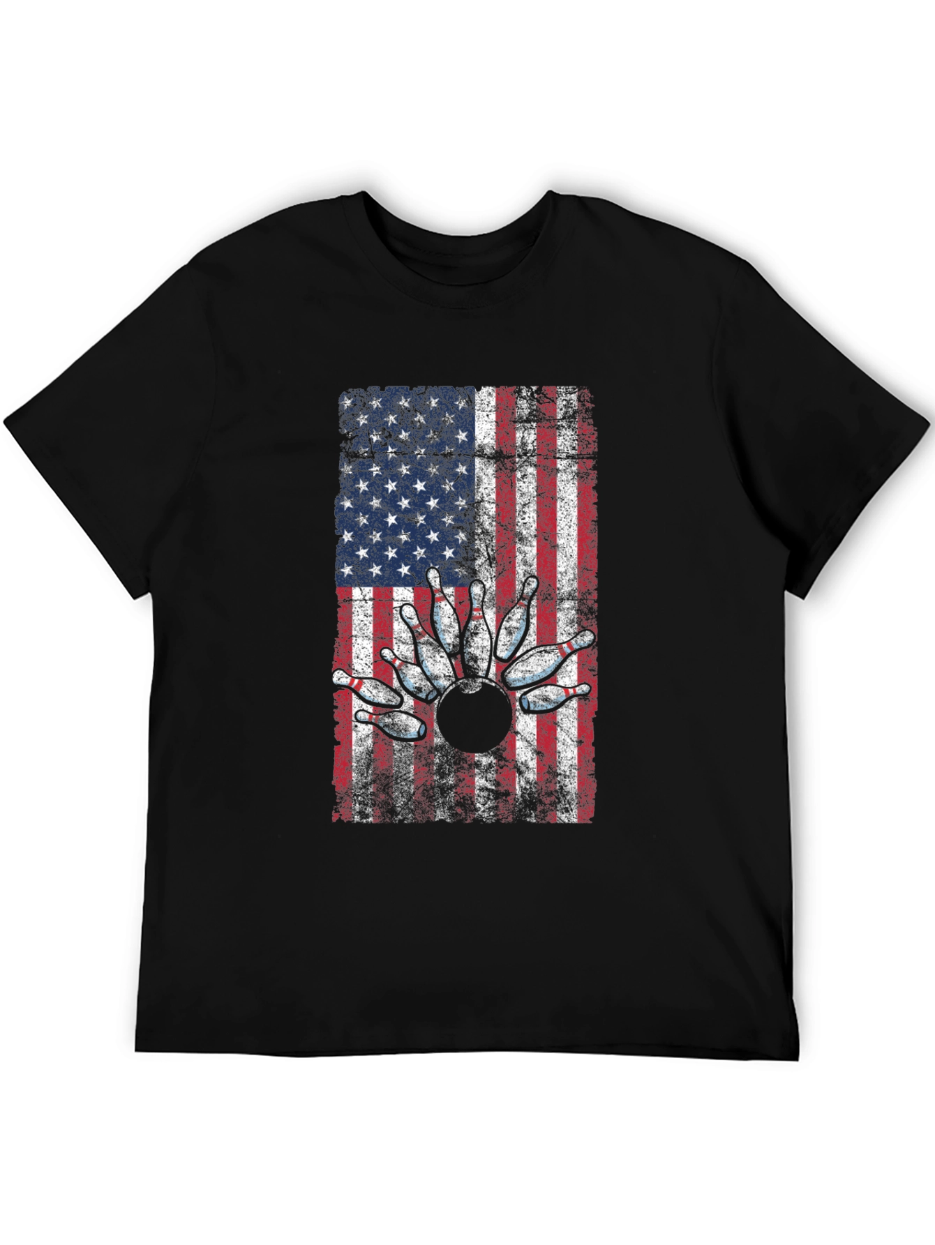 American Flag Bowling T-Shirt - Patriotic Strike!
