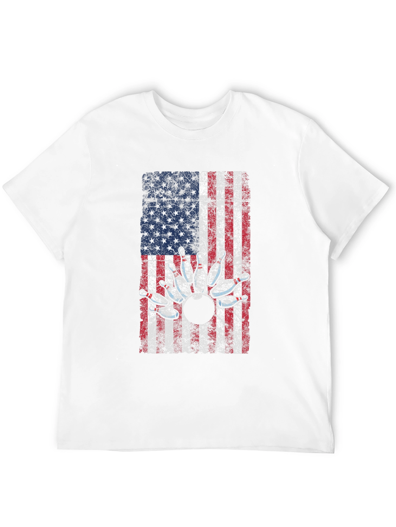 American Flag Bowling T-Shirt - Patriotic Strike!
