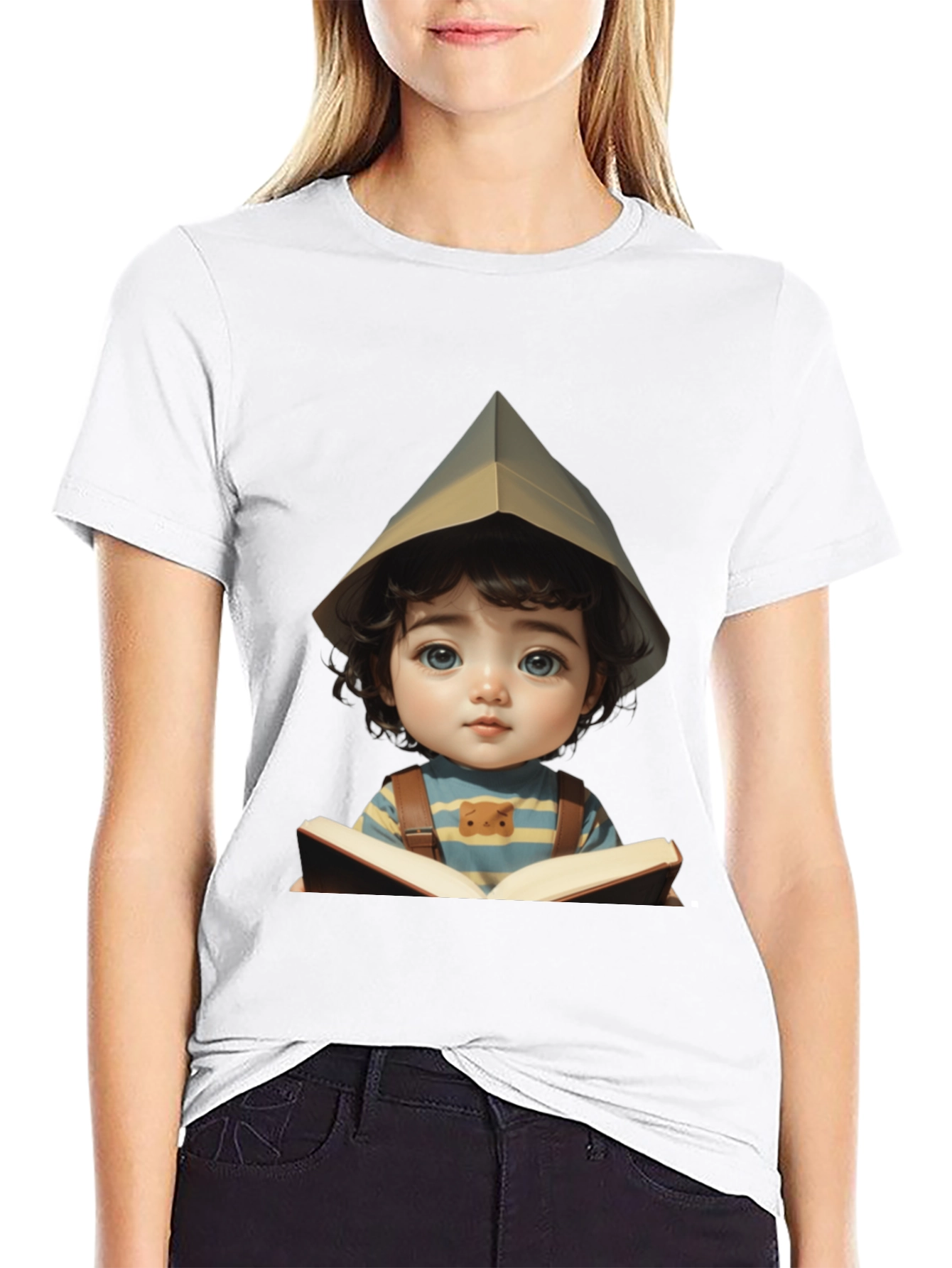 Charming Kid Reading Book Graphic Tee