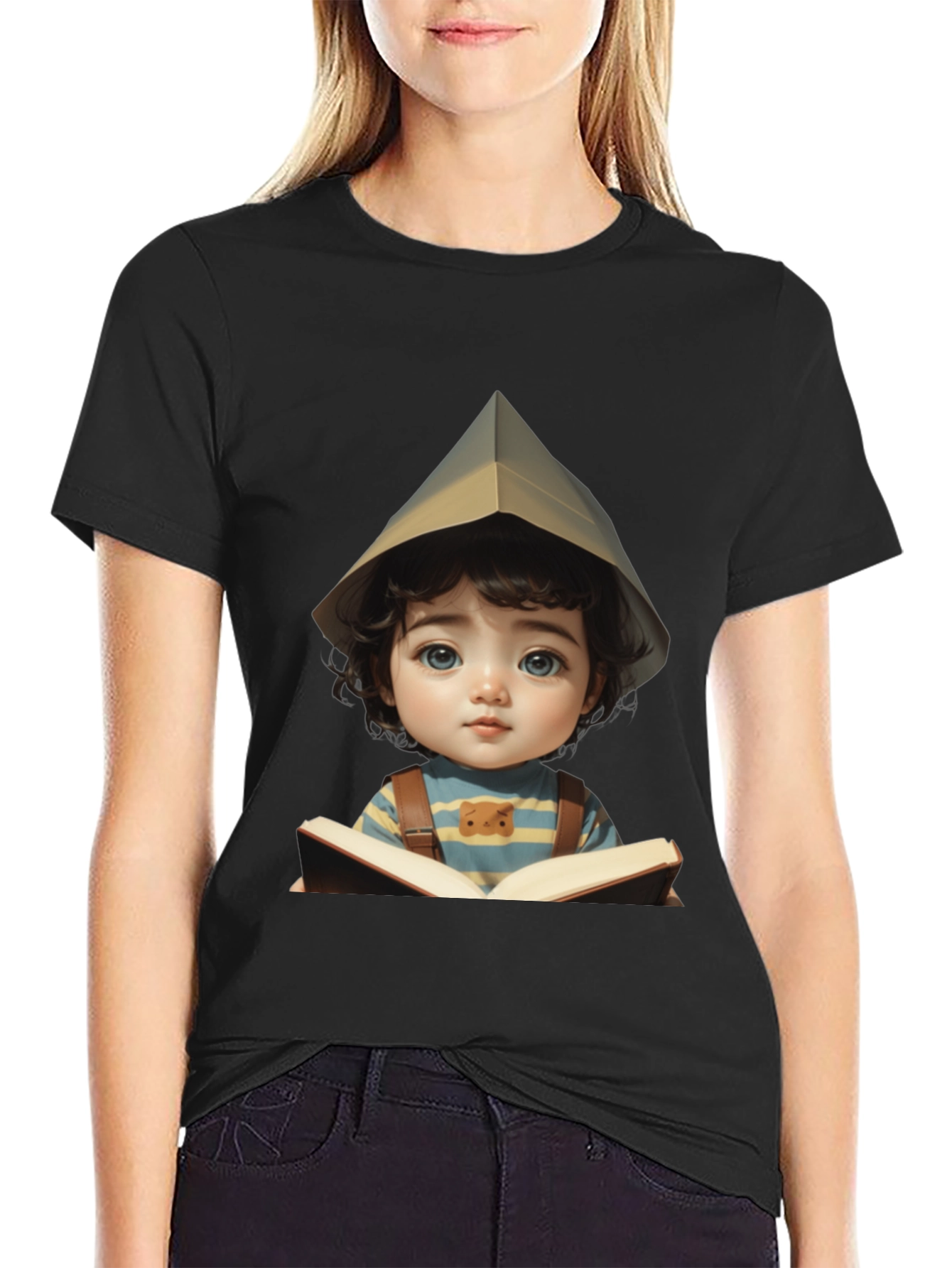 Charming Kid Reading Book Graphic Tee