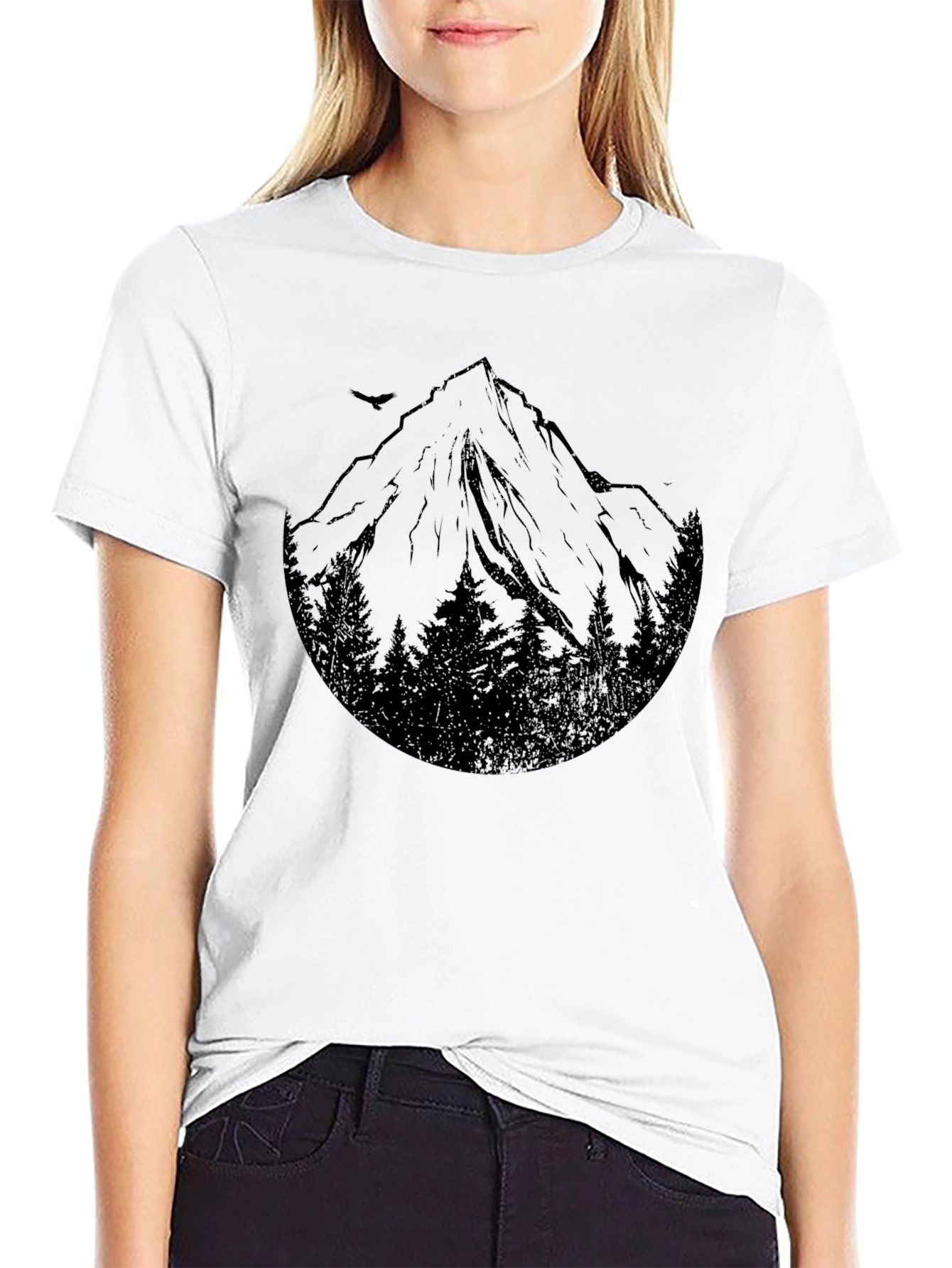 Mountain Peak Graphic Tee - Black Cotton Blend