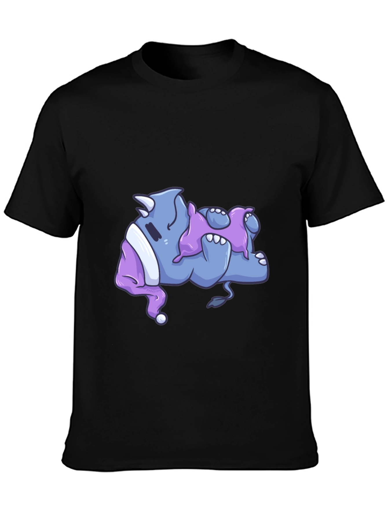 Rhino Sleeping in Pajamas Graphic T-Shirt
