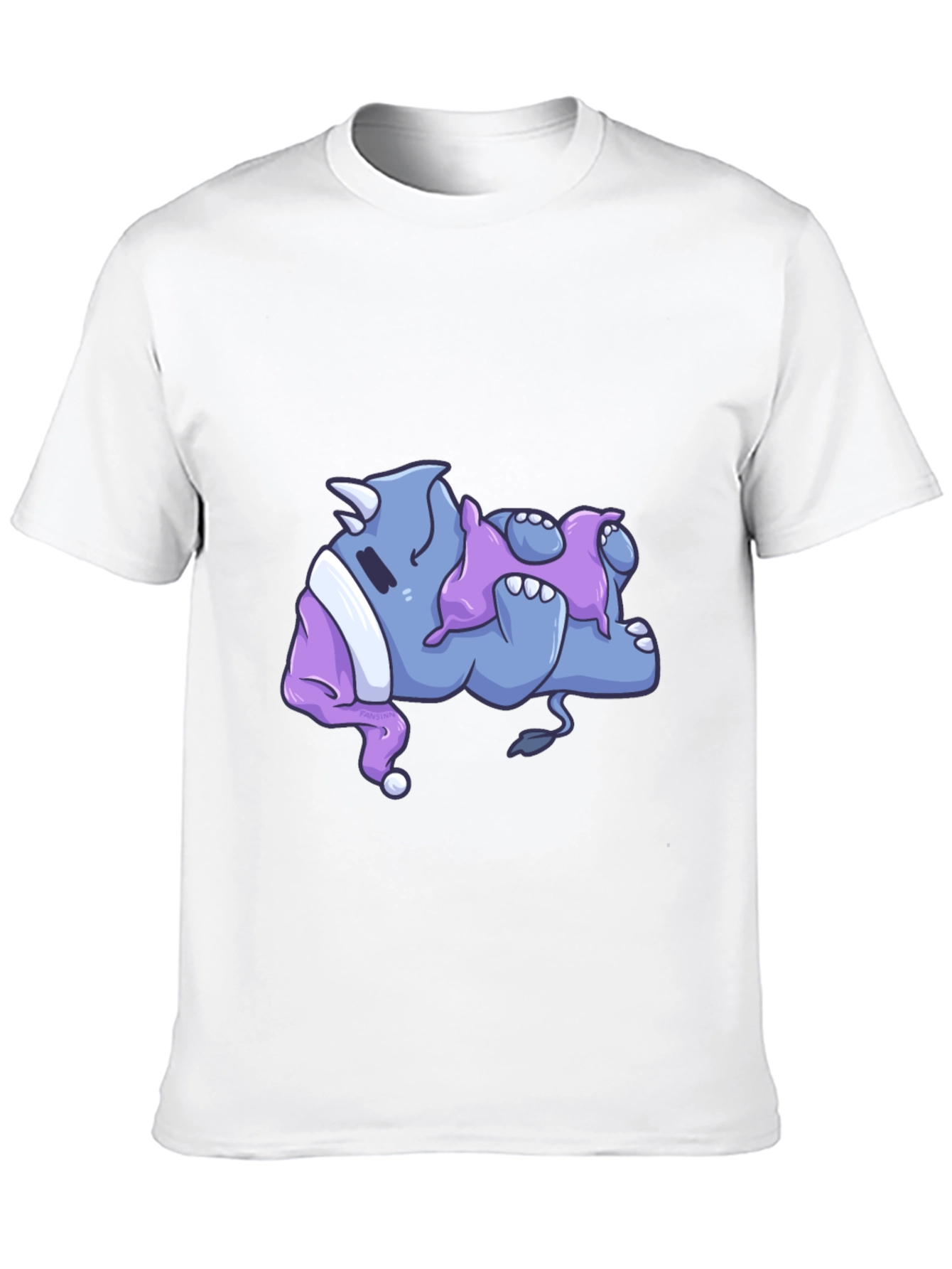 Rhino Sleeping in Pajamas Graphic T-Shirt