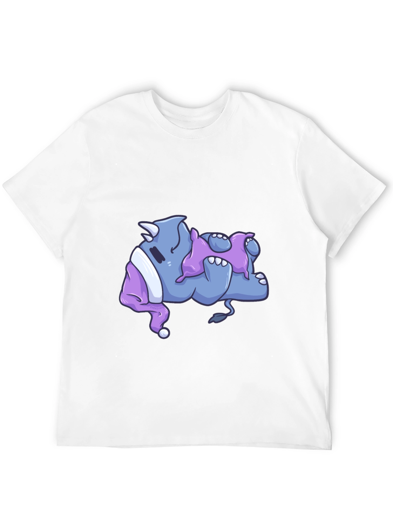 Rhino Sleeping in Pajamas Graphic T-Shirt