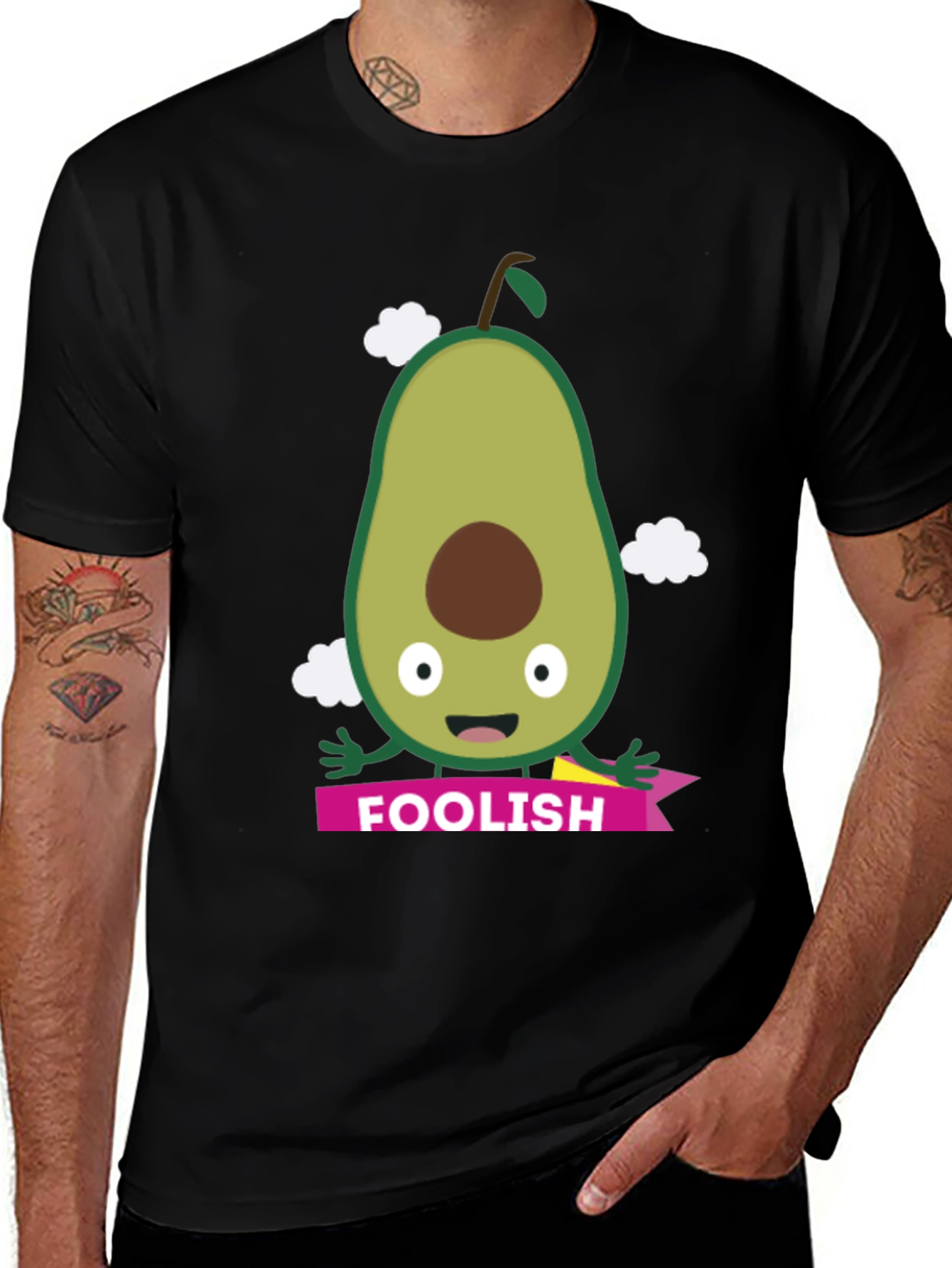 Foolish Avocado Graphic Tee - Black Cotton T-Shirt
