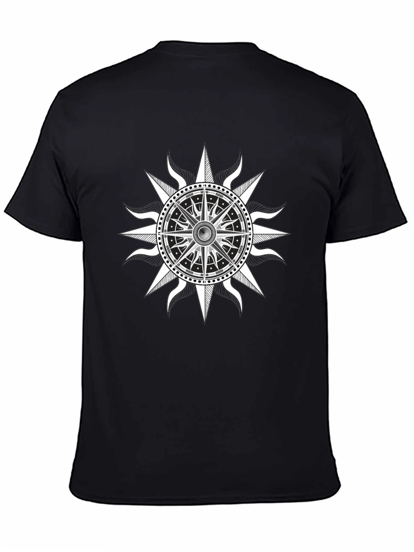 Nautical Compass Rose Graphic Black T-Shirt