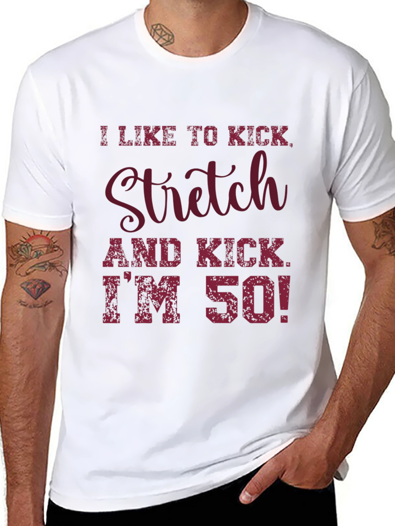 I Like to Kick Stretch T-Shirt - 50th Birthday