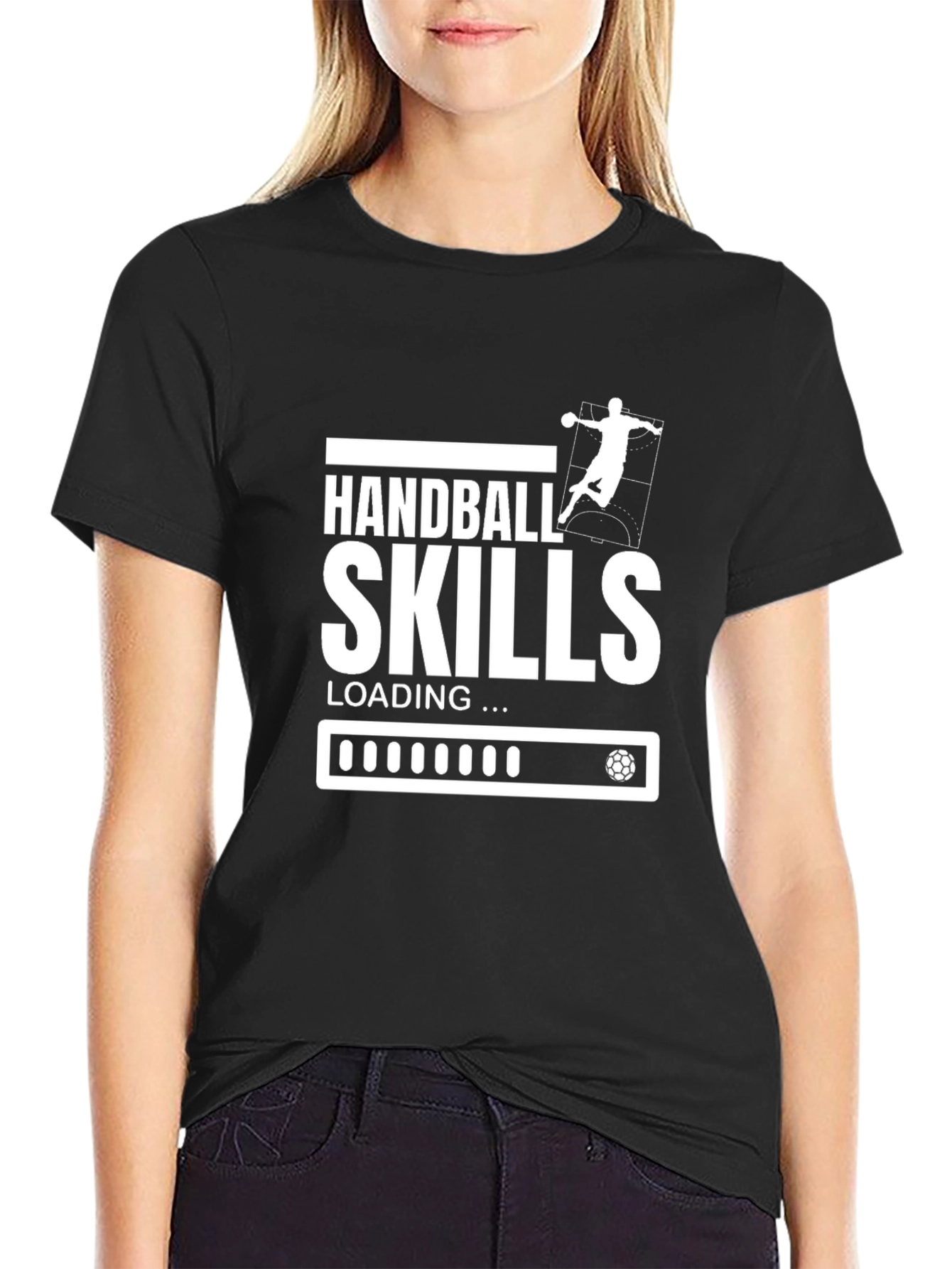 Handball Skills Loading T-Shirt - Black Graphic Tee