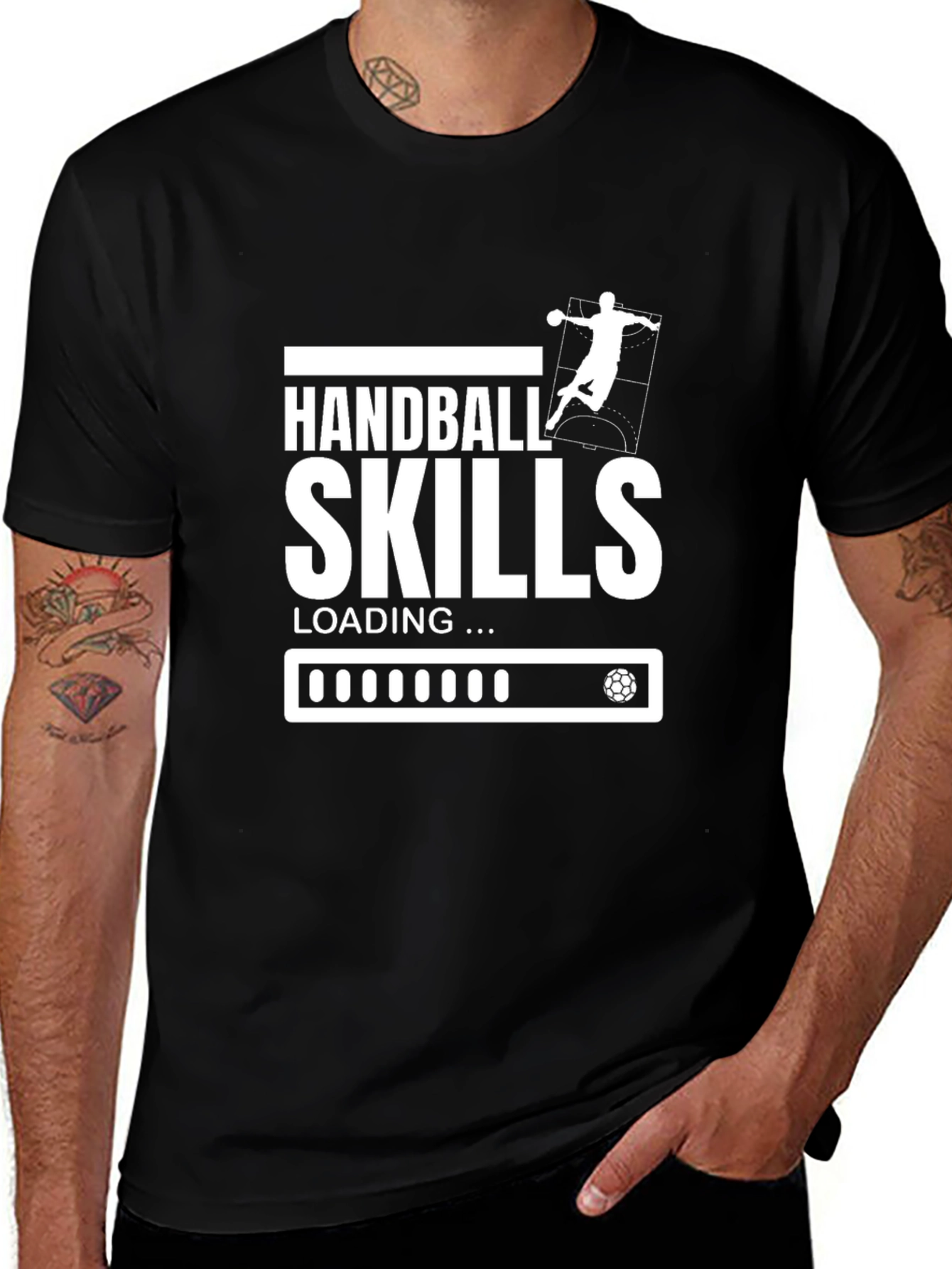 Handball Skills Loading T-Shirt - Black Graphic Tee
