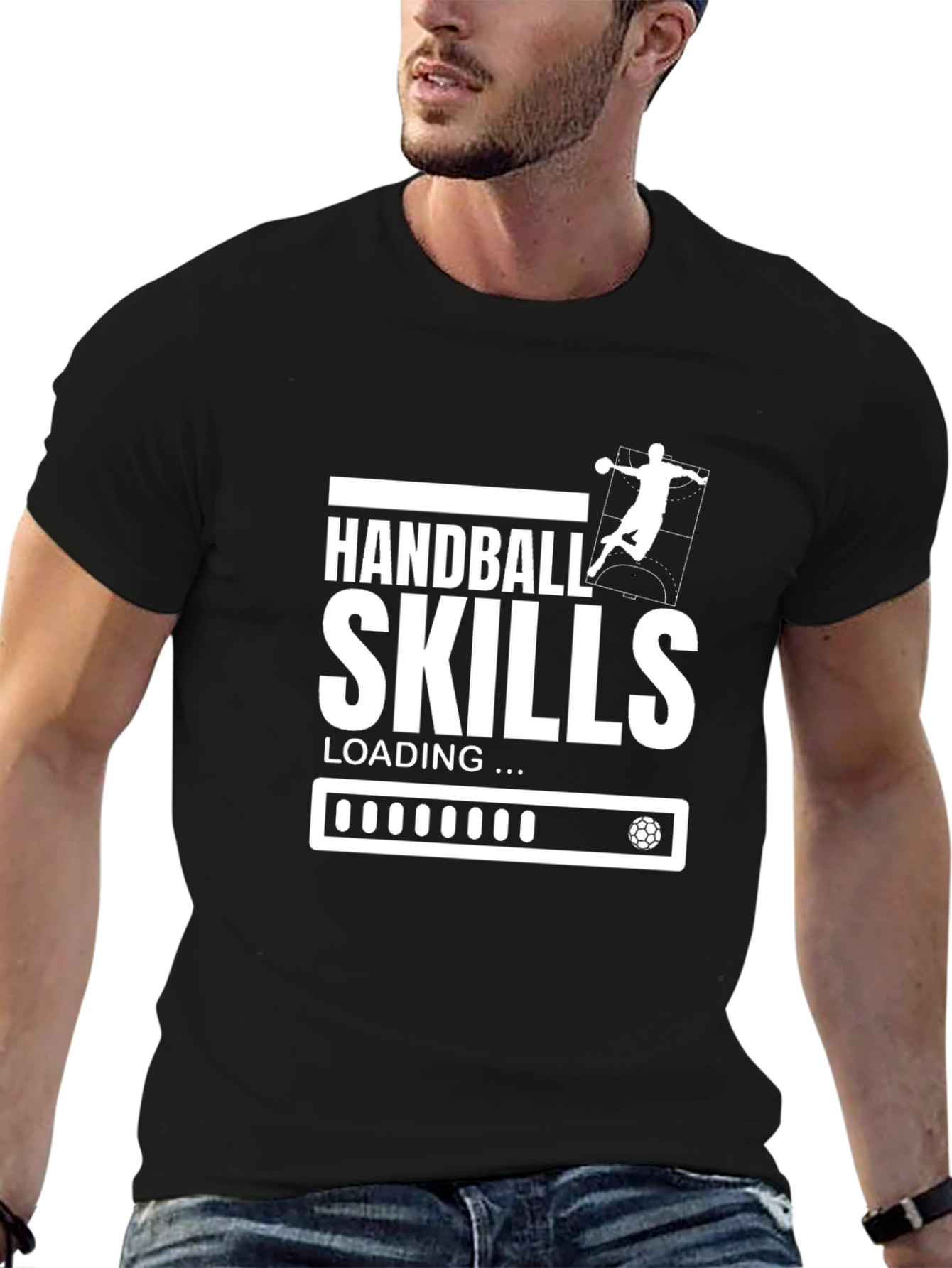 Handball Skills Loading T-Shirt - Black Graphic Tee