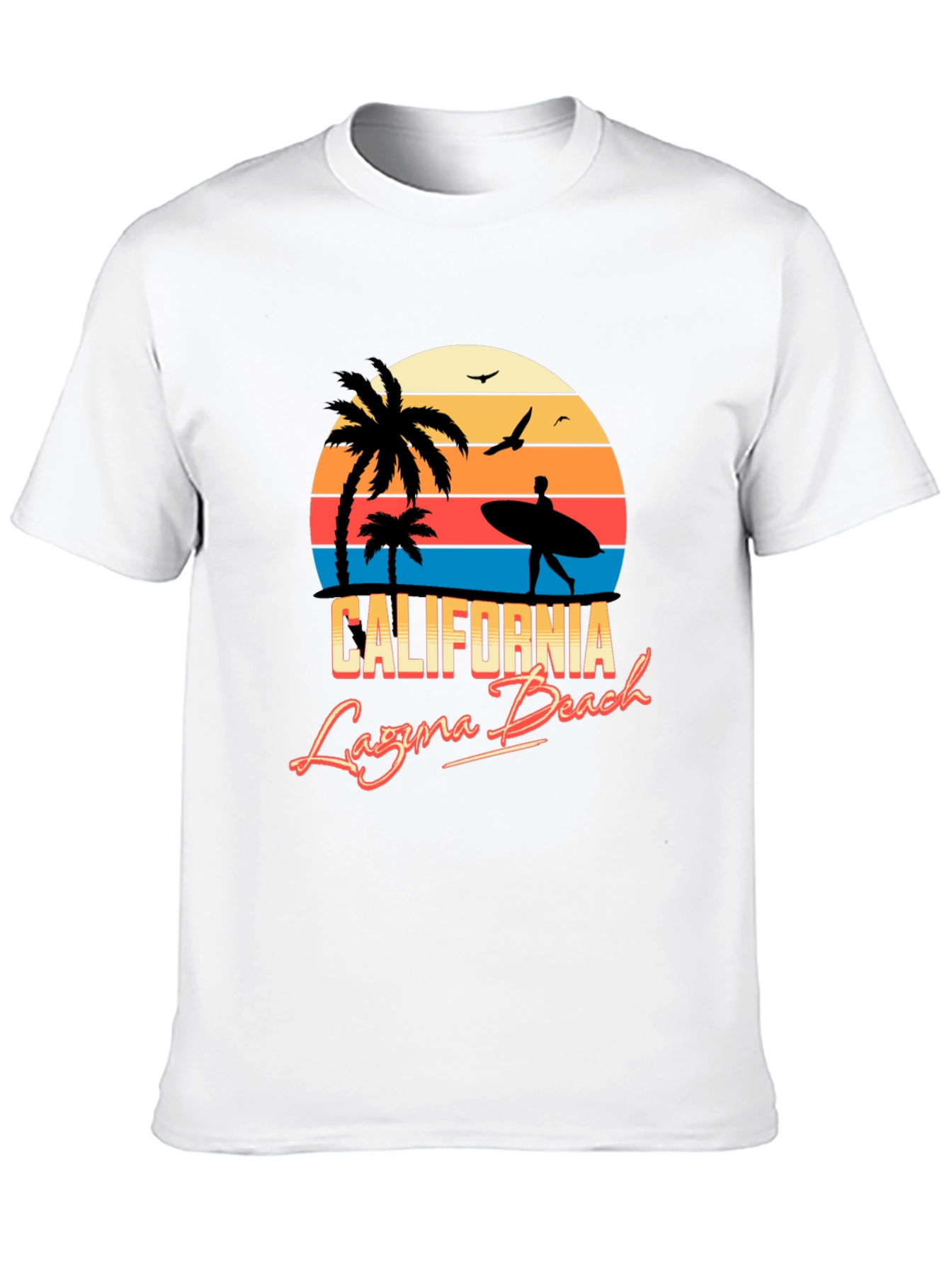 California Laguna Beach Retro Style Black T-Shirt
