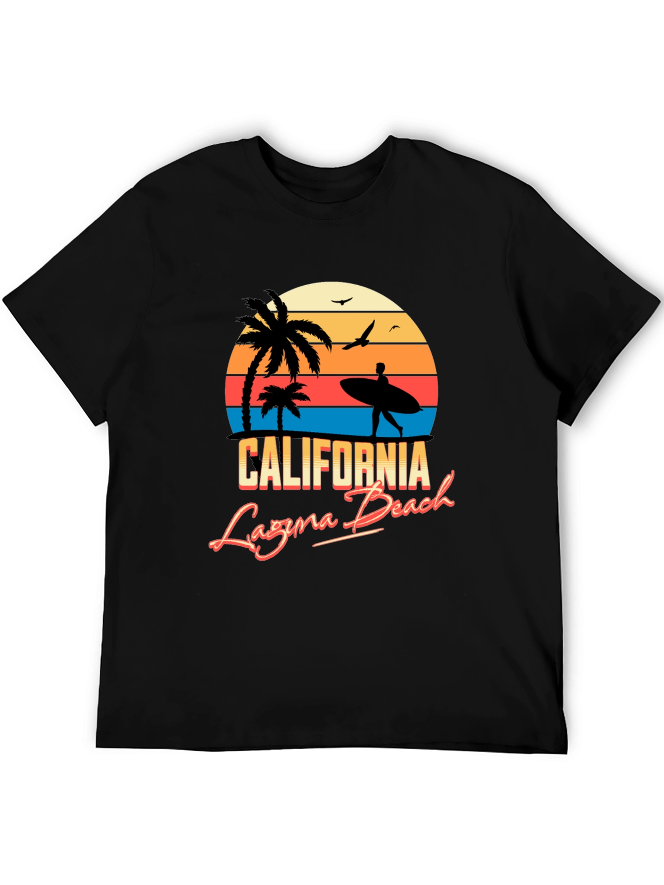 California Laguna Beach Retro Style Black T-Shirt