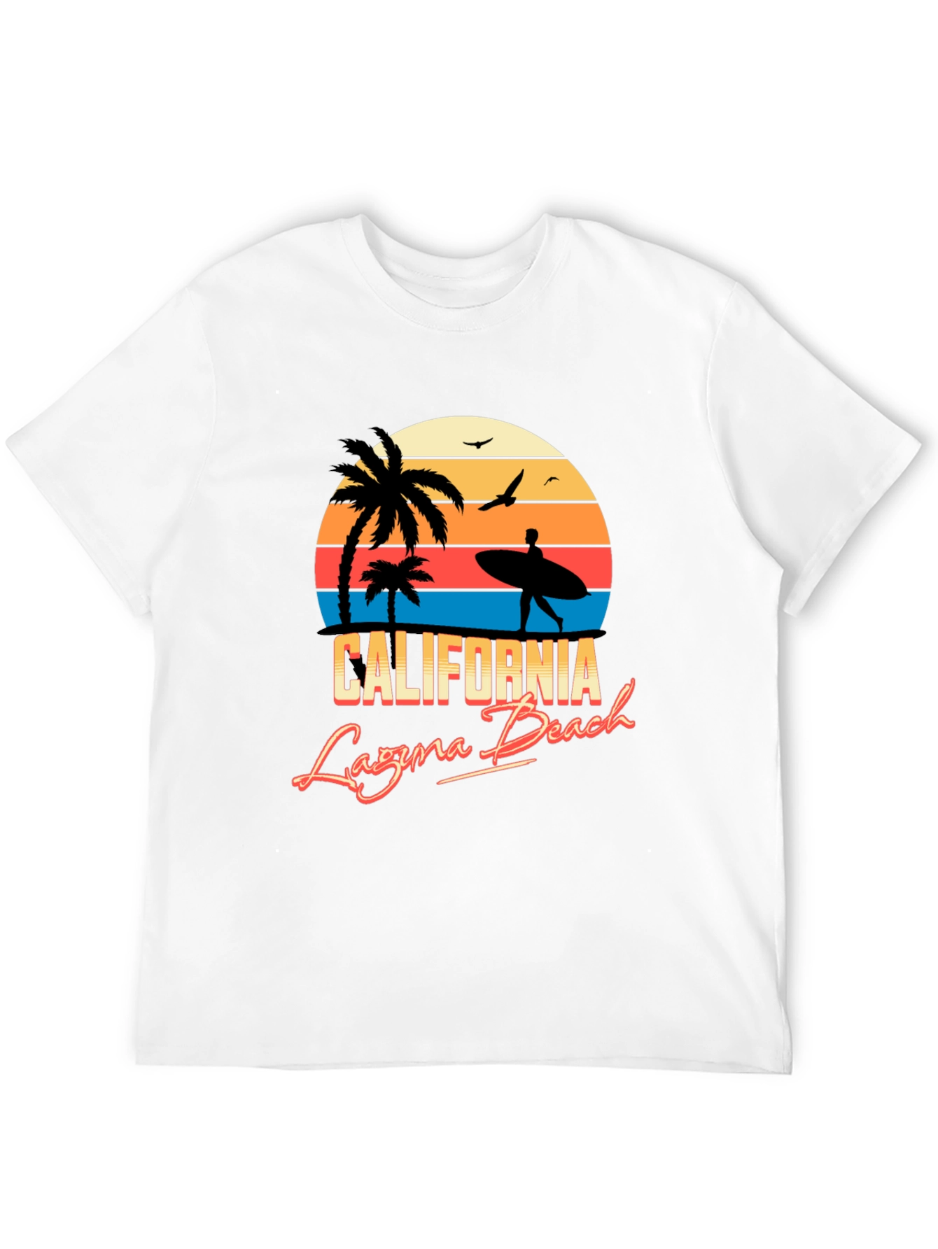 California Laguna Beach Retro Style Black T-Shirt