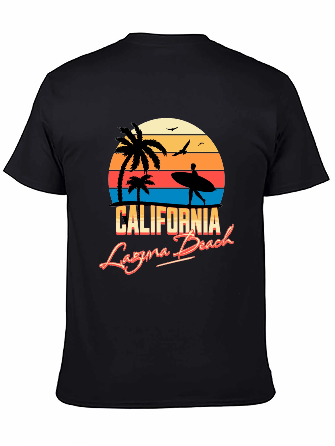 California Laguna Beach Retro Style Black T-Shirt