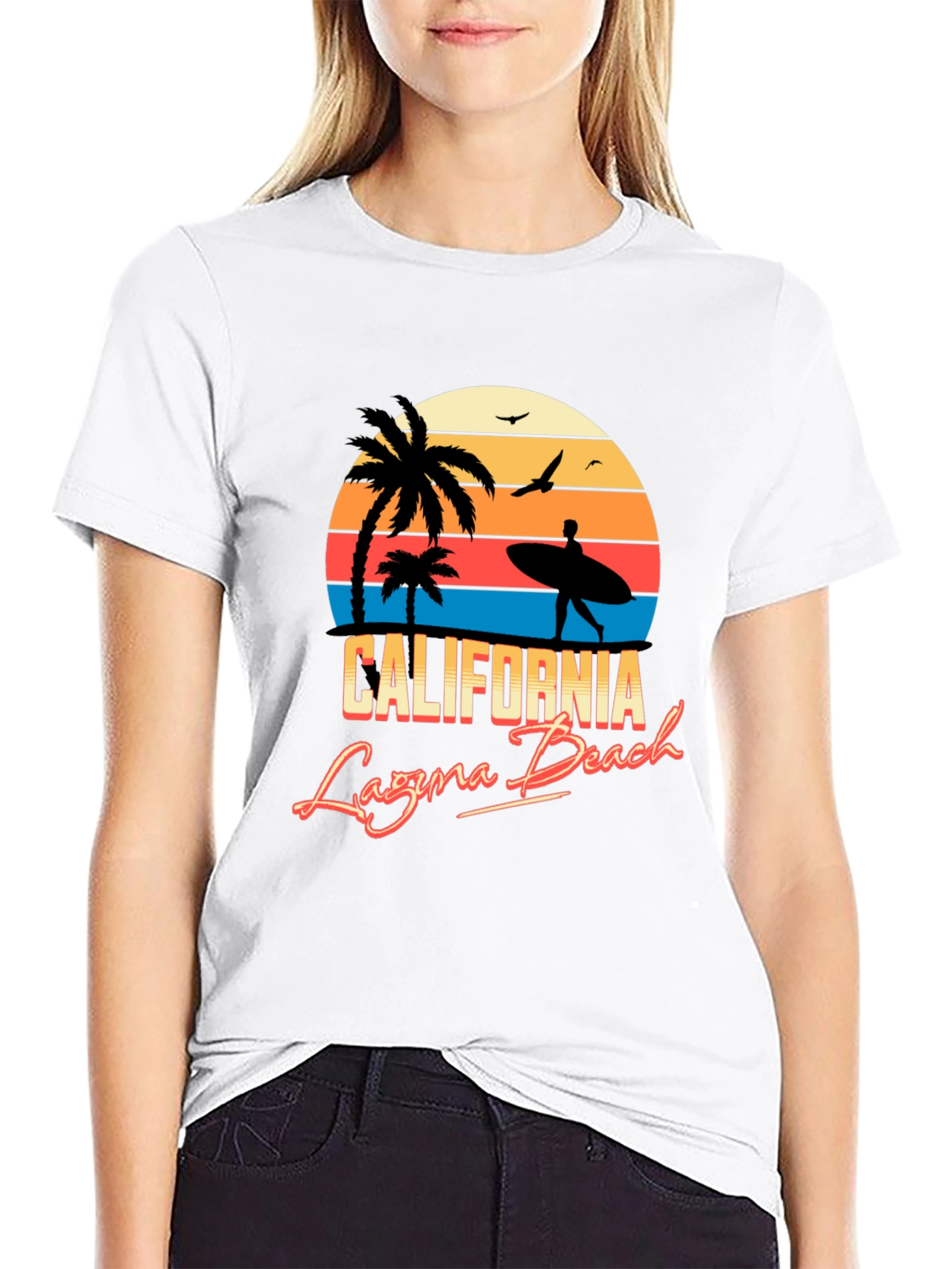 California Laguna Beach Retro Style Black T-Shirt