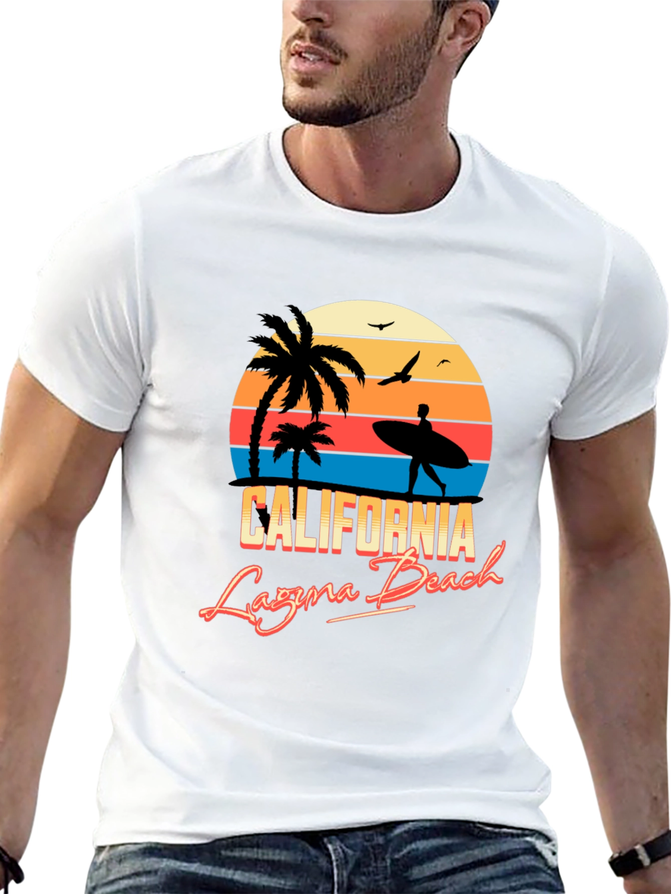 California Laguna Beach Retro Style Black T-Shirt