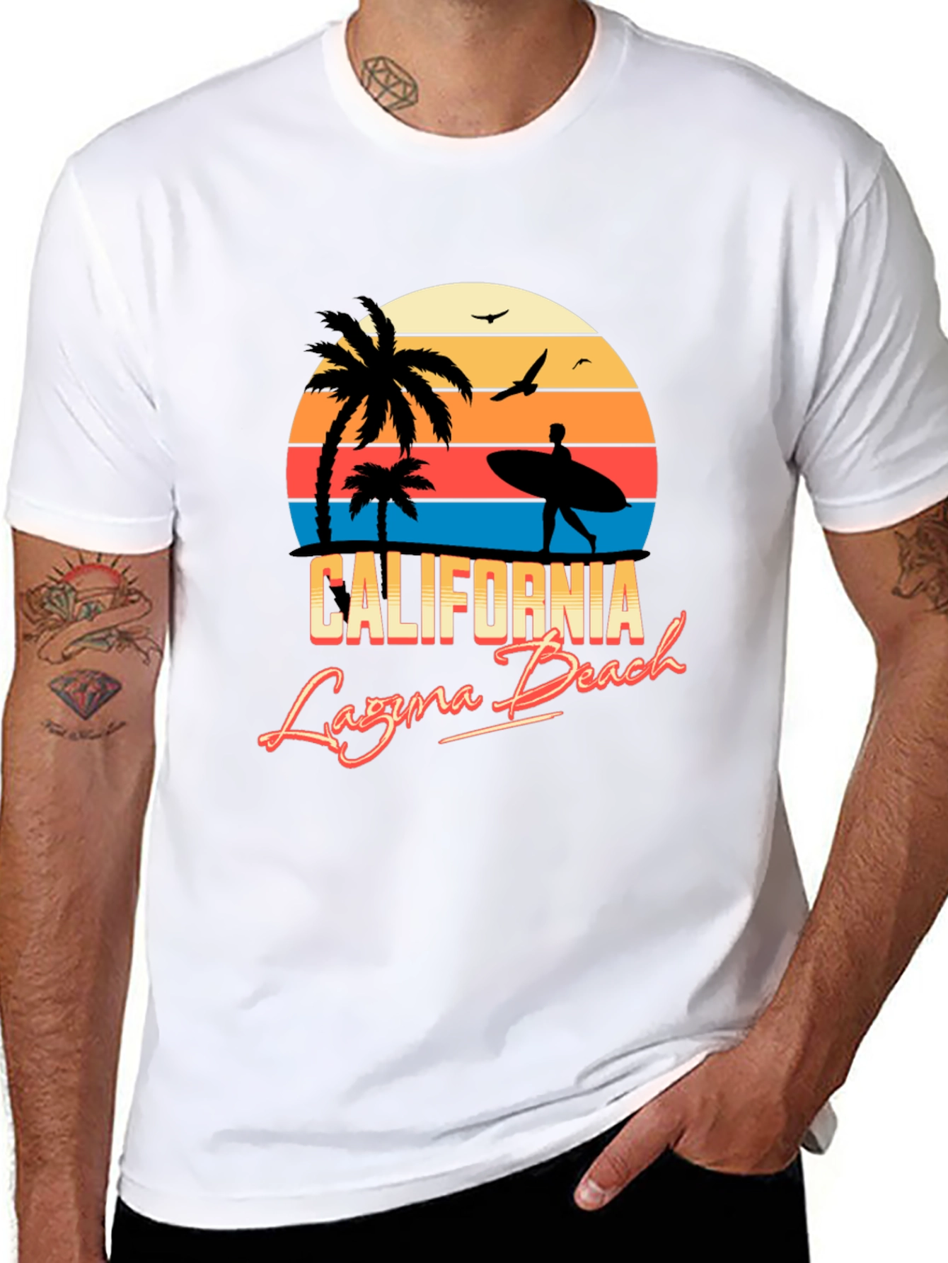 California Laguna Beach Retro Style Black T-Shirt