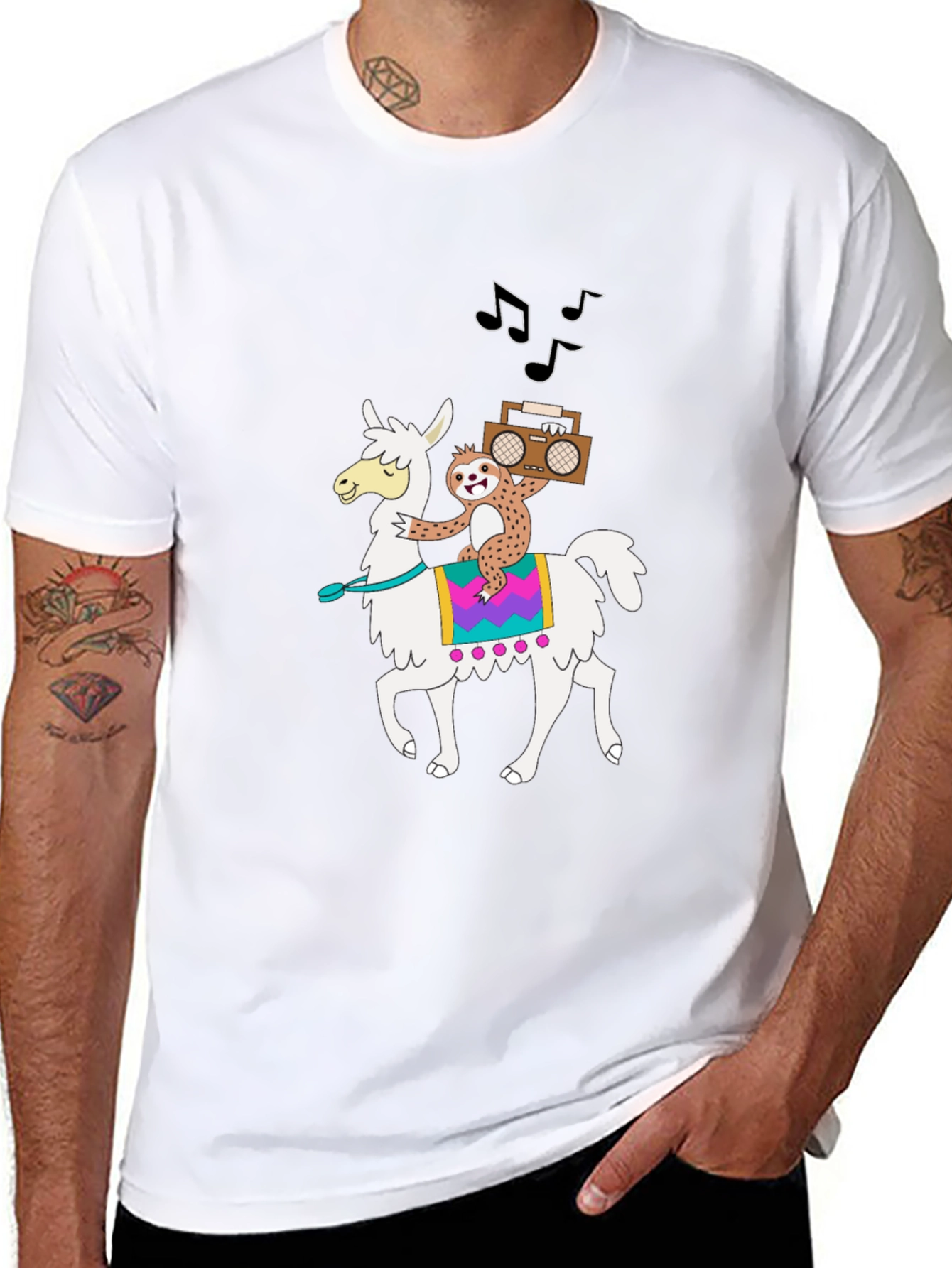 Llama & Sloth T-Shirt - Cute Cartoon Graphic Tee