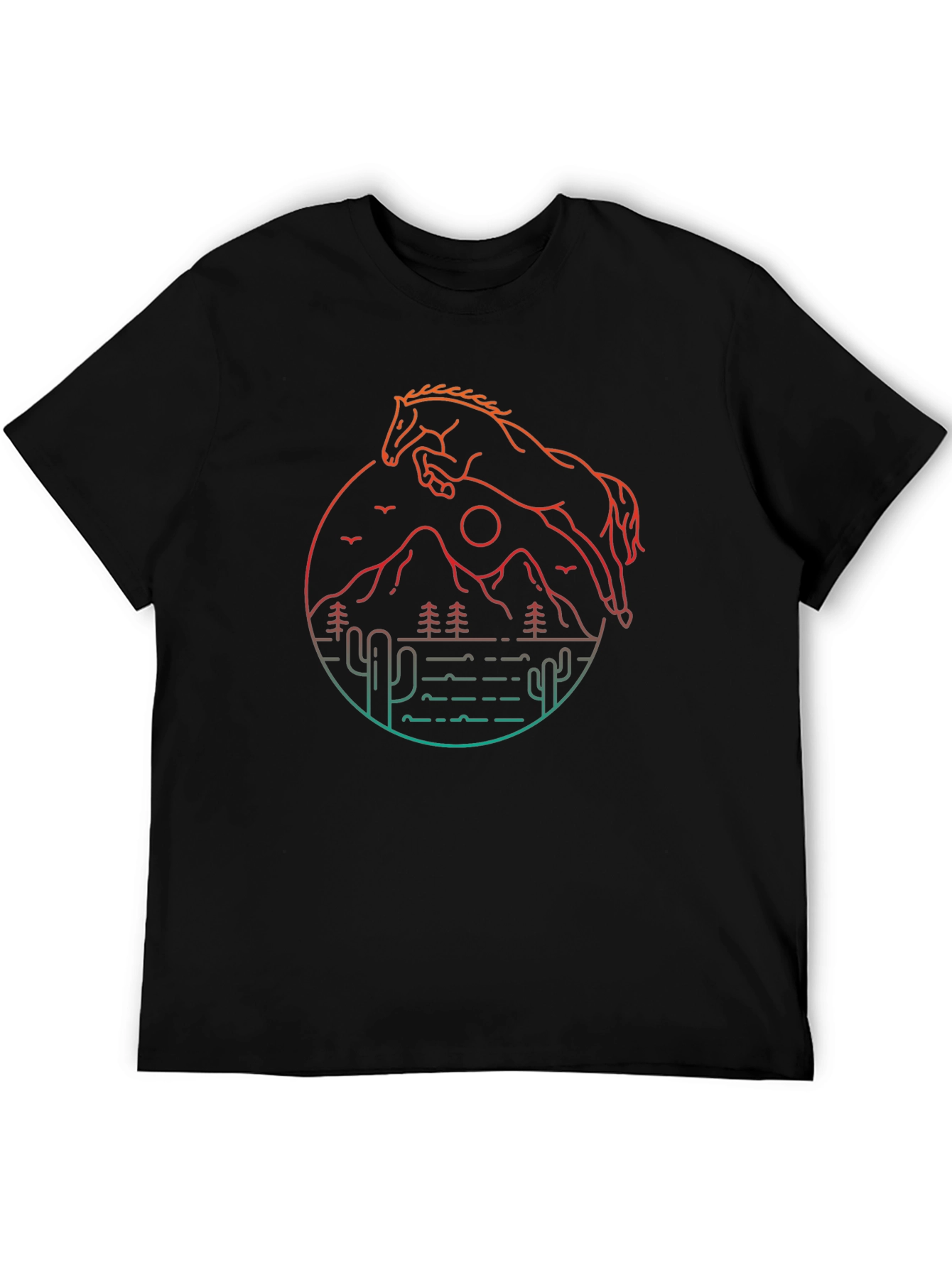 Horse & Desert Graphic Tee - Black