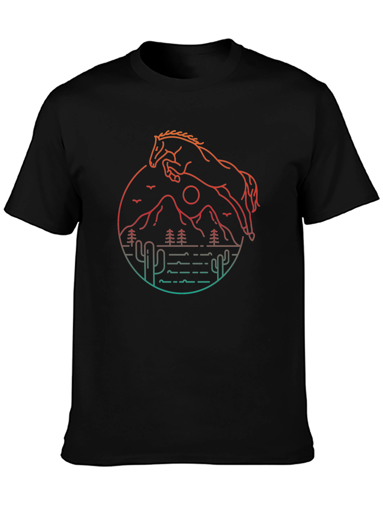 Horse & Desert Graphic Tee - Black