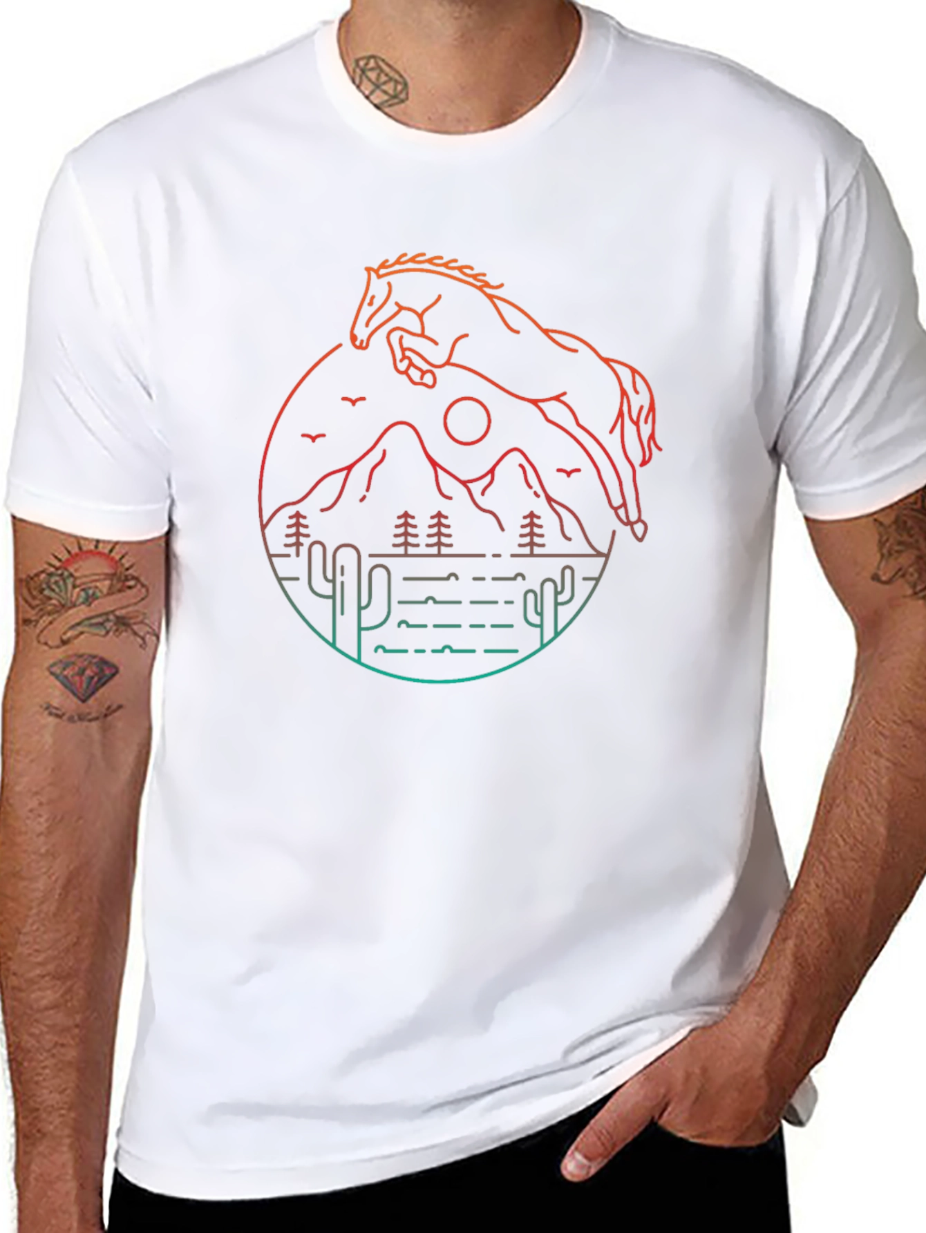 Horse & Desert Graphic Tee - Black