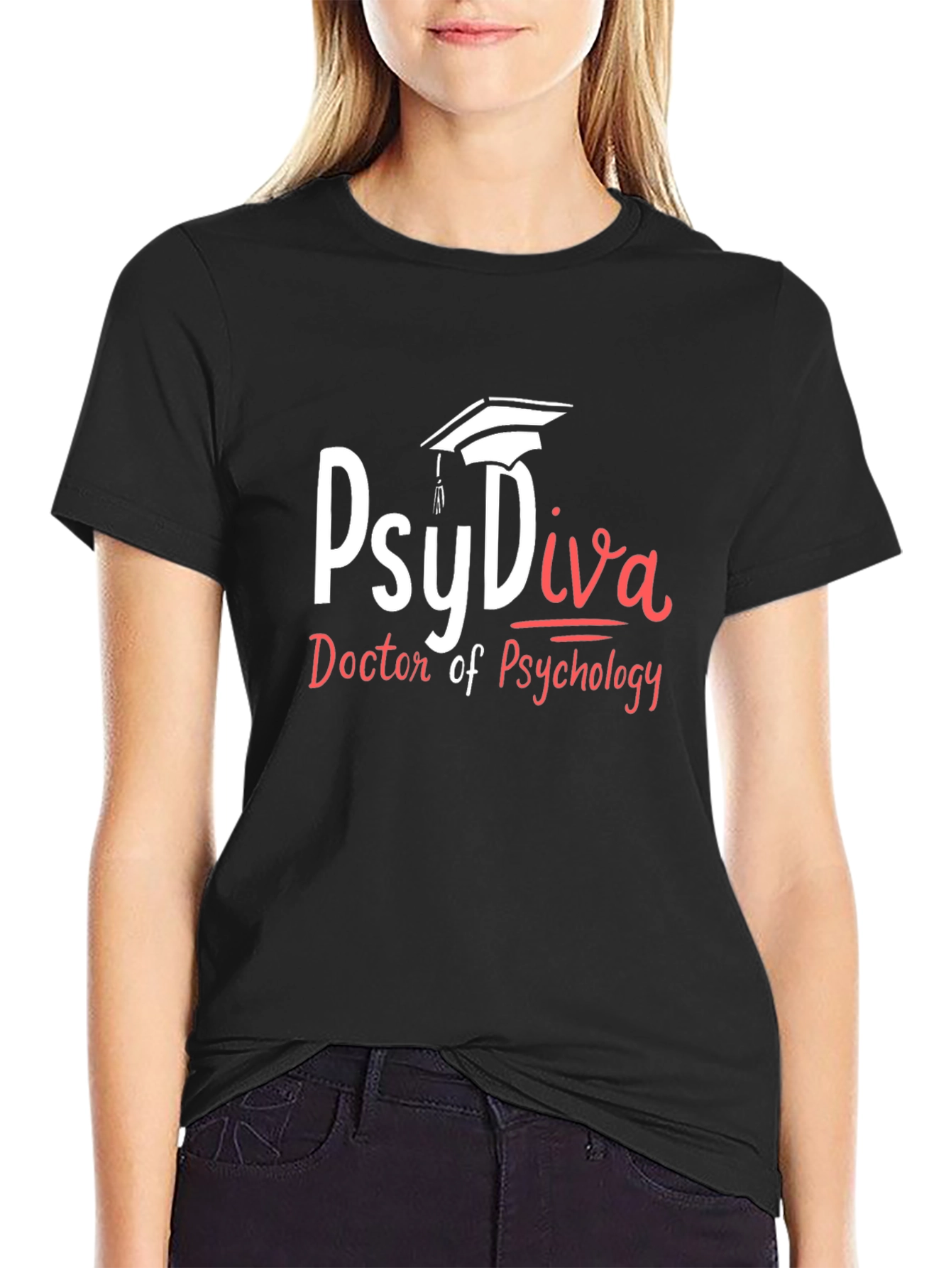 PsyDiva Doctor of Psychology T-Shirt - Black