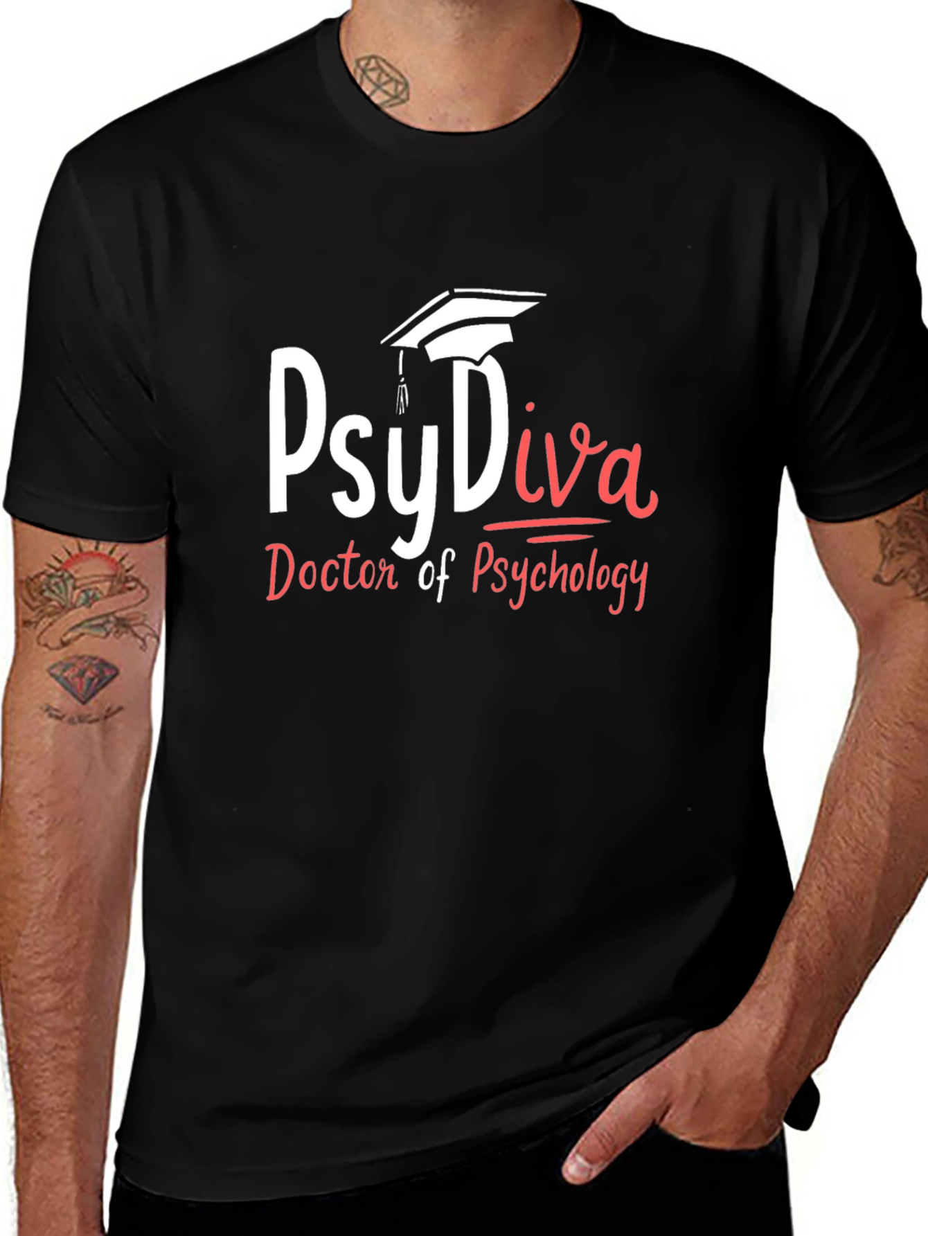 PsyDiva Doctor of Psychology T-Shirt - Black
