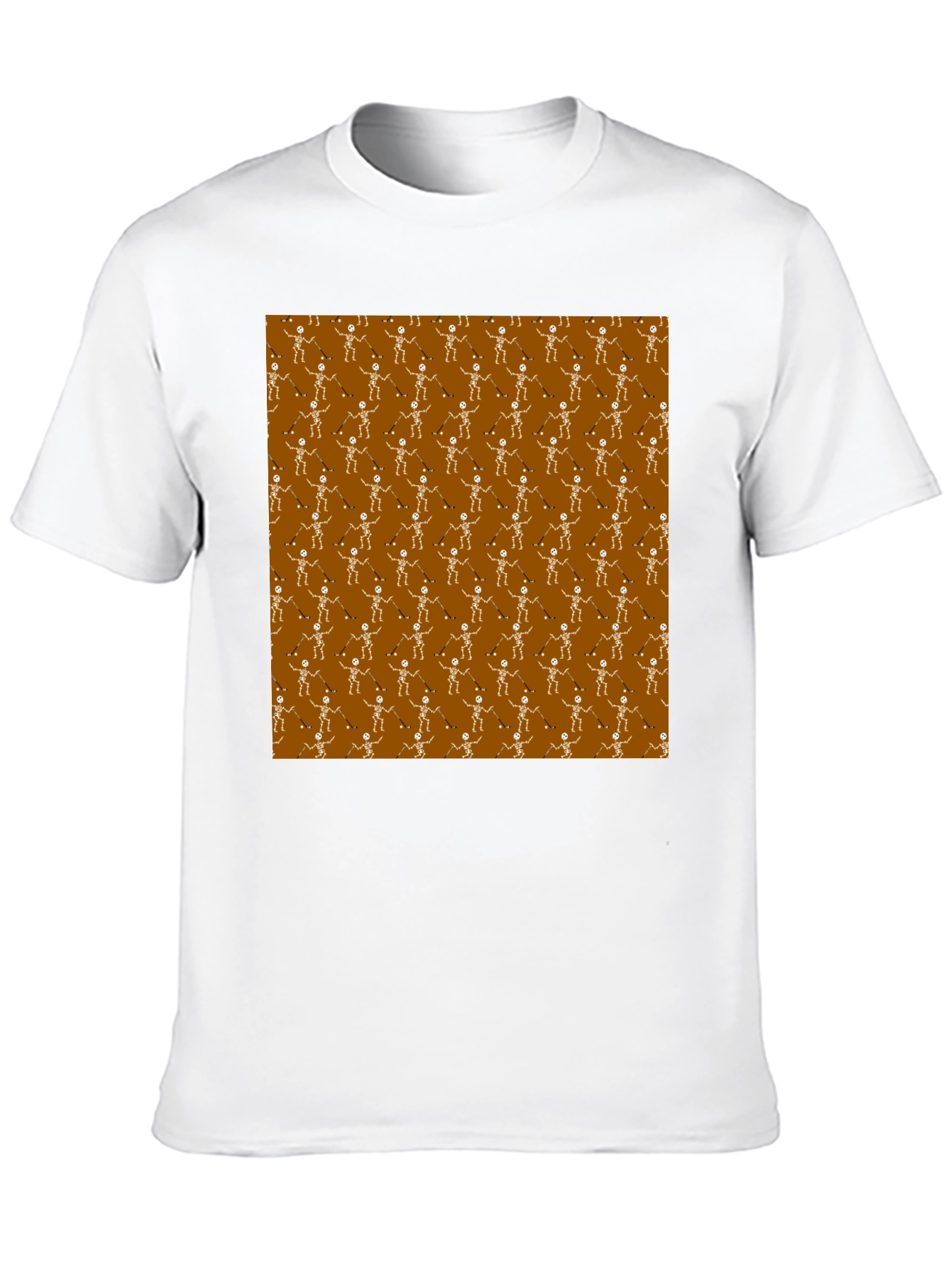 Skeleton Hockey Player Pattern T-Shirt
