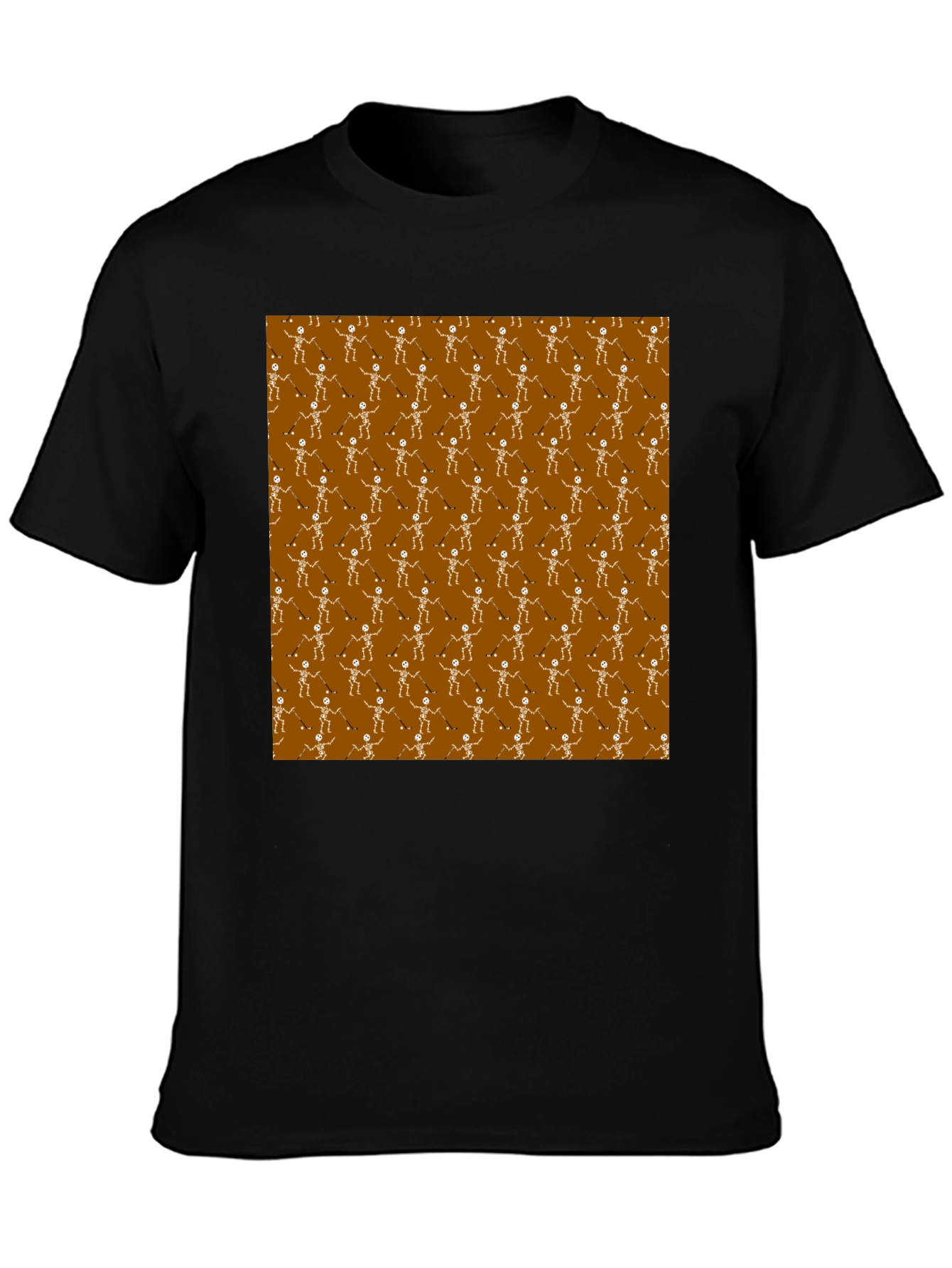 Skeleton Hockey Player Pattern T-Shirt