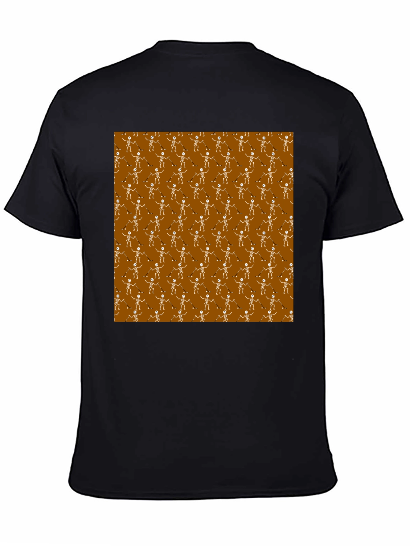 Skeleton Hockey Player Pattern T-Shirt
