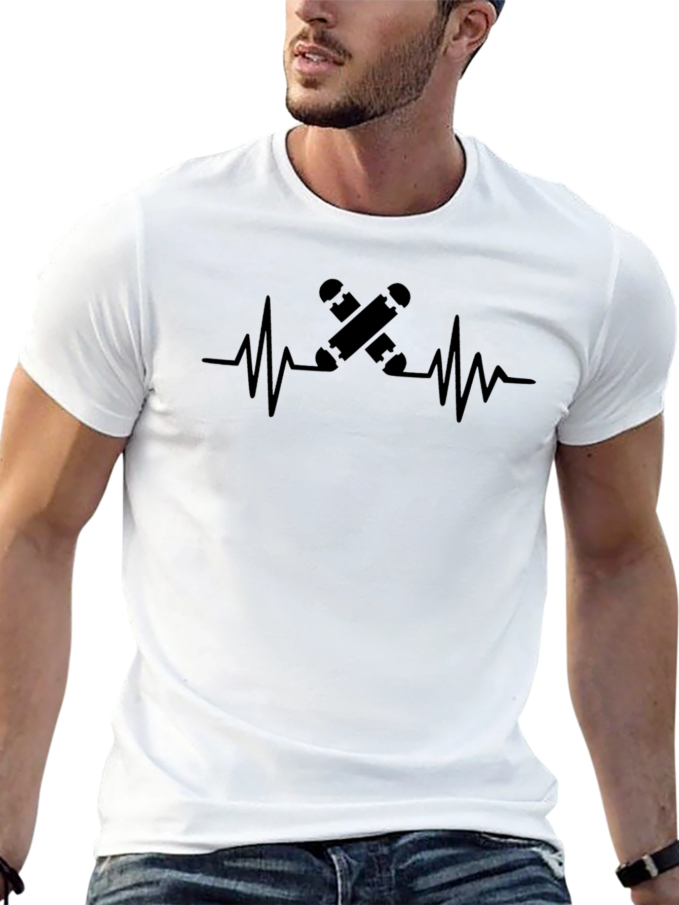 Skateboard Heartbeat Graphic Tee