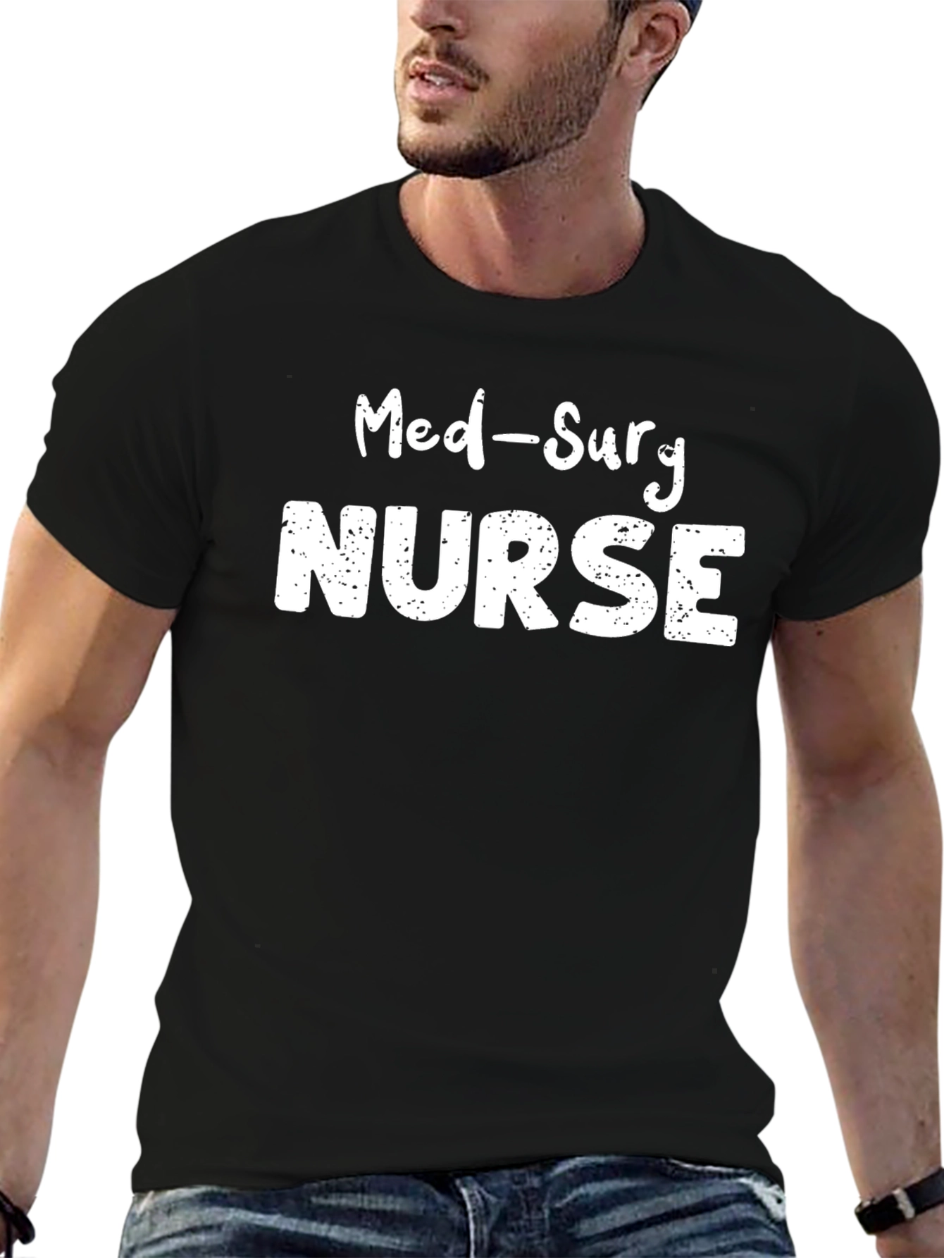 Med-Surg Nurse Graphic Tee - Black Cotton Comfort
